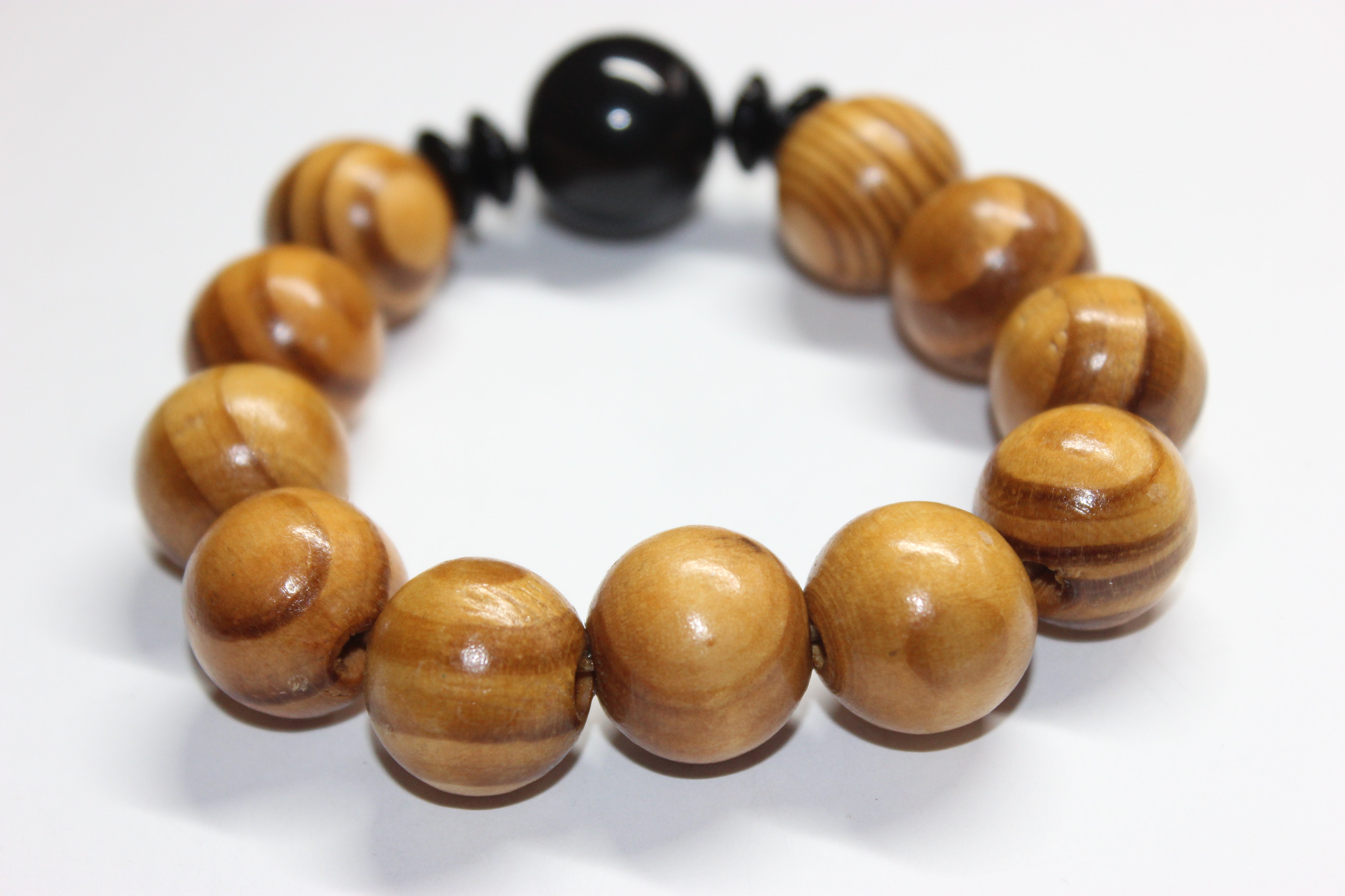 Black & Wood Beaded Bracelet