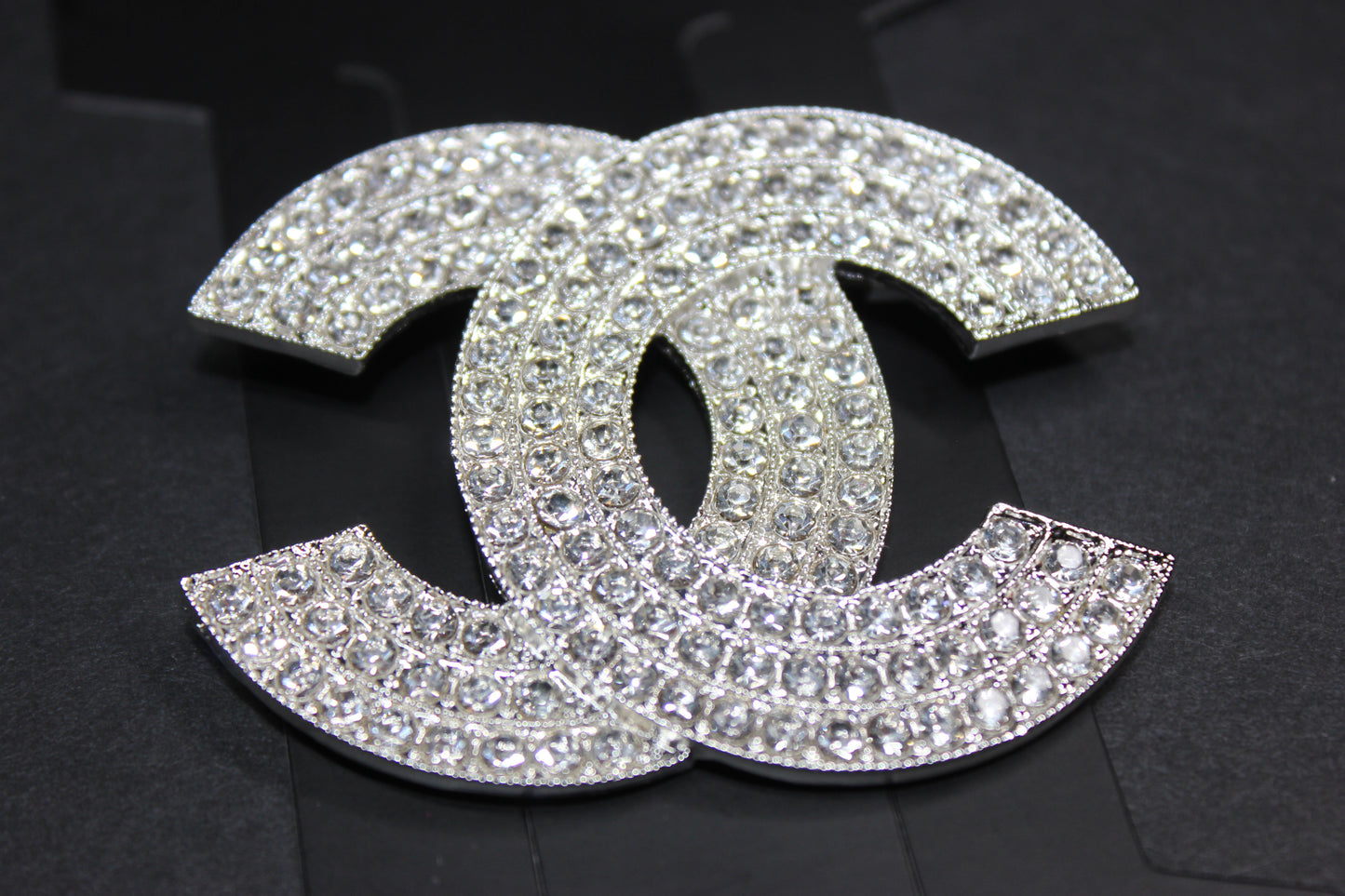 Large Silver Rhinestone Brooch Pin