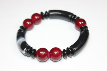 Marble Black & Red Beaded Bracelet