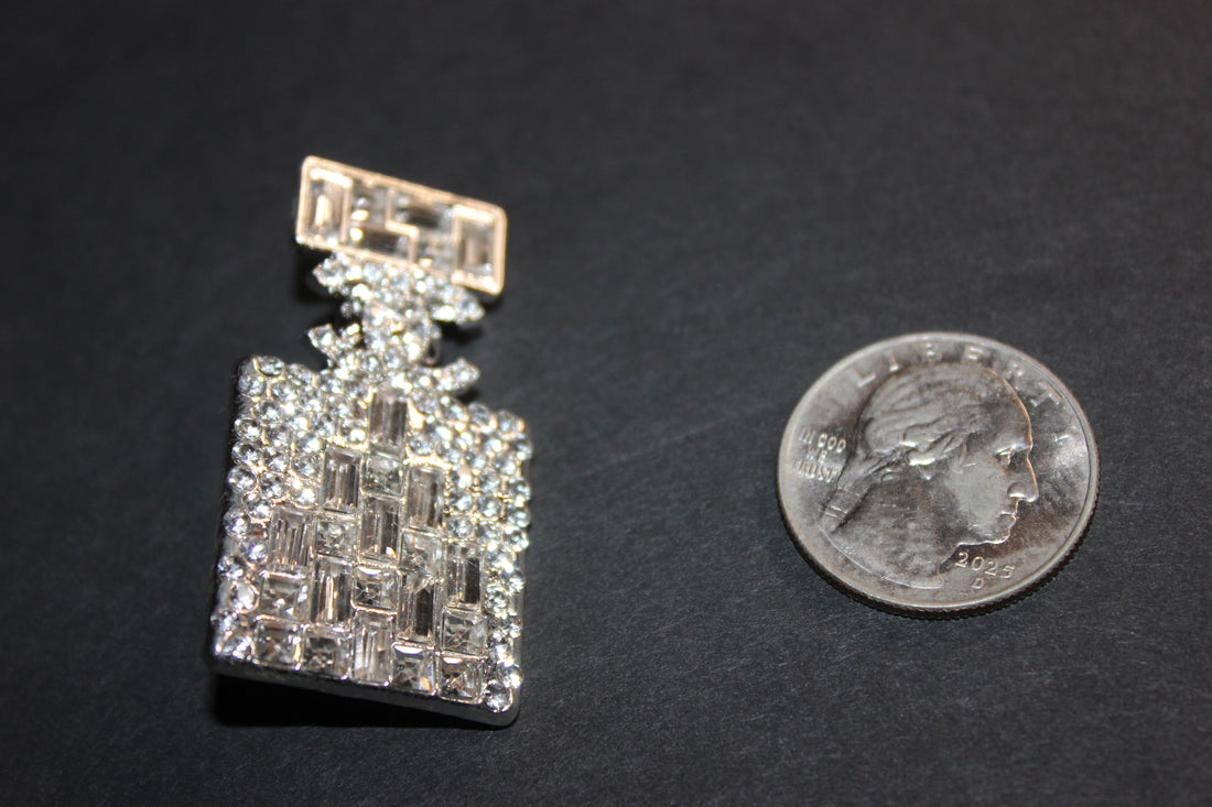 Rhinestone Silver Brooch Pin