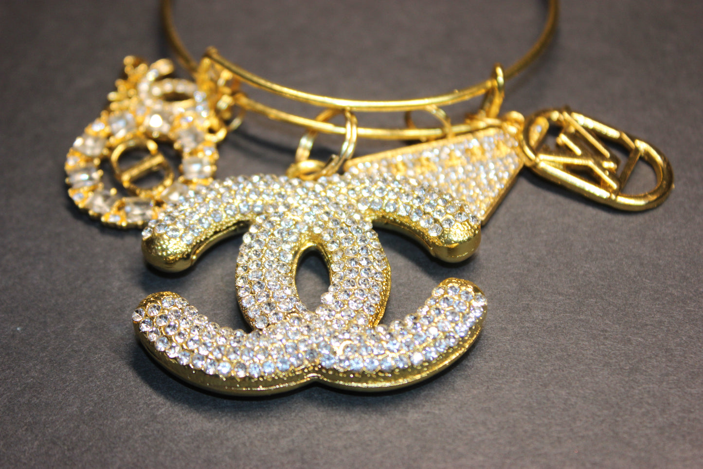 5 CHARM GOLD BANGLE BRACELET