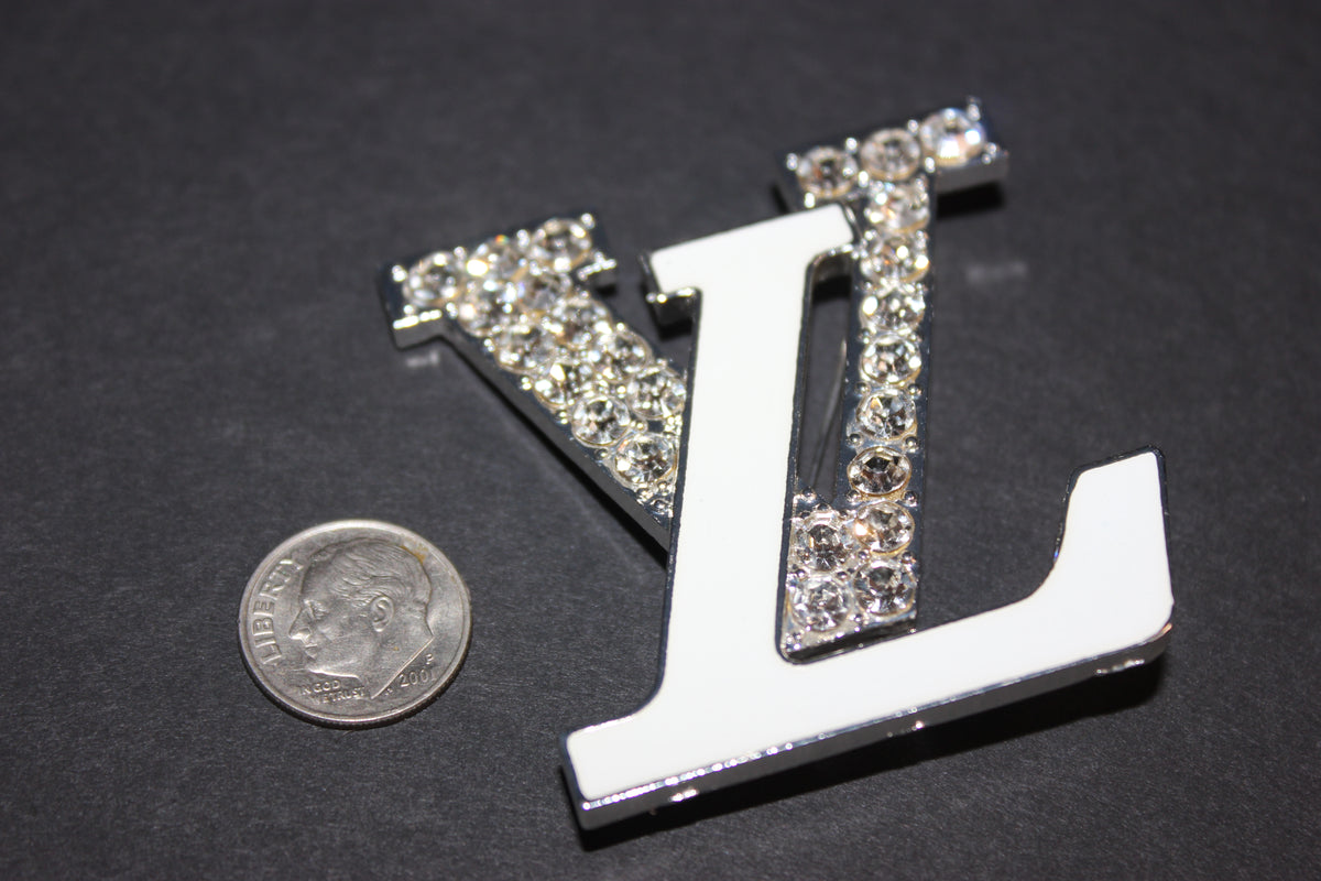 White & Silver Rhinestone Brooch Pin