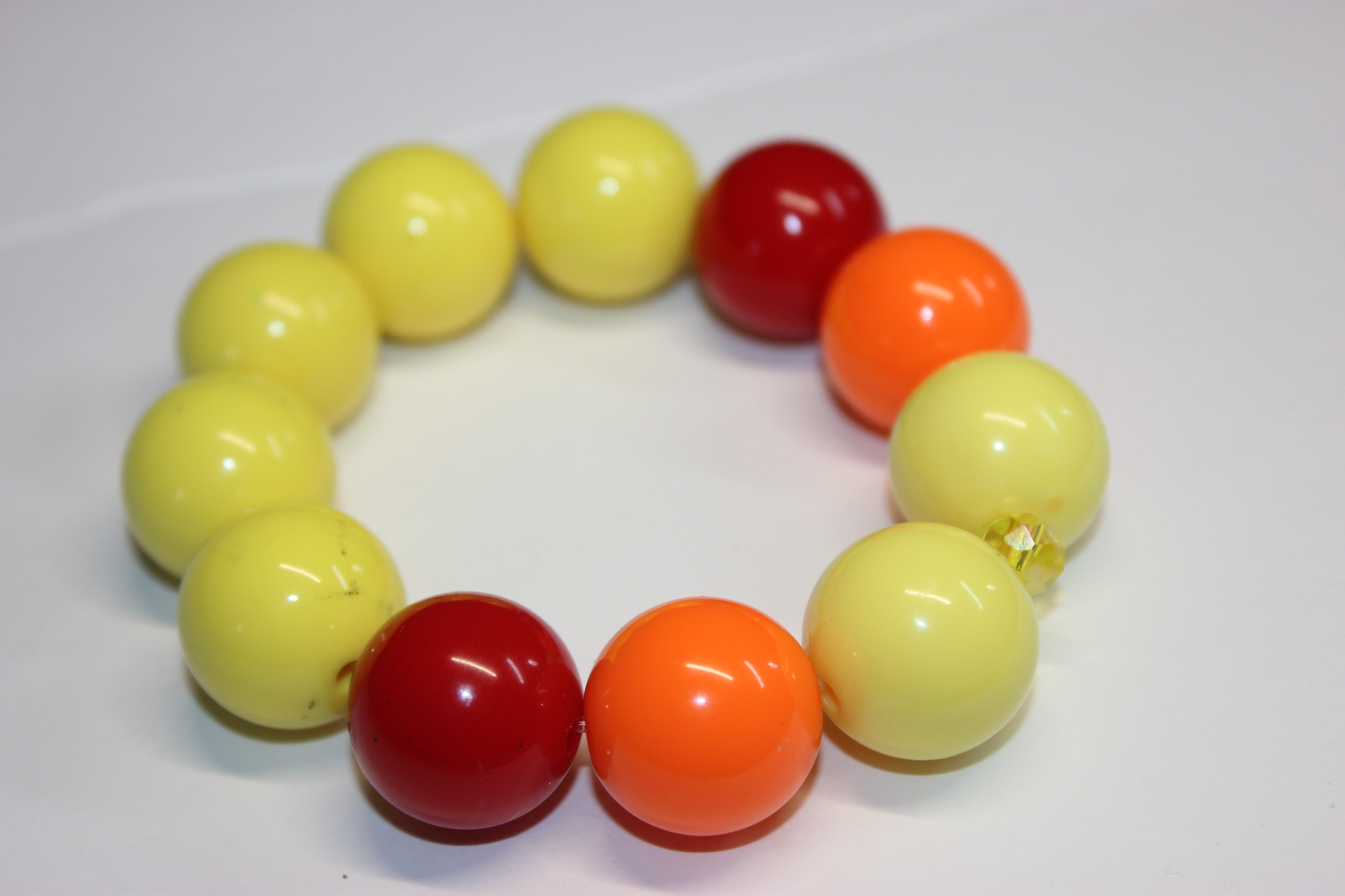 Large Smooth Beaded Bracelet YELLOW/RED/ORANGE