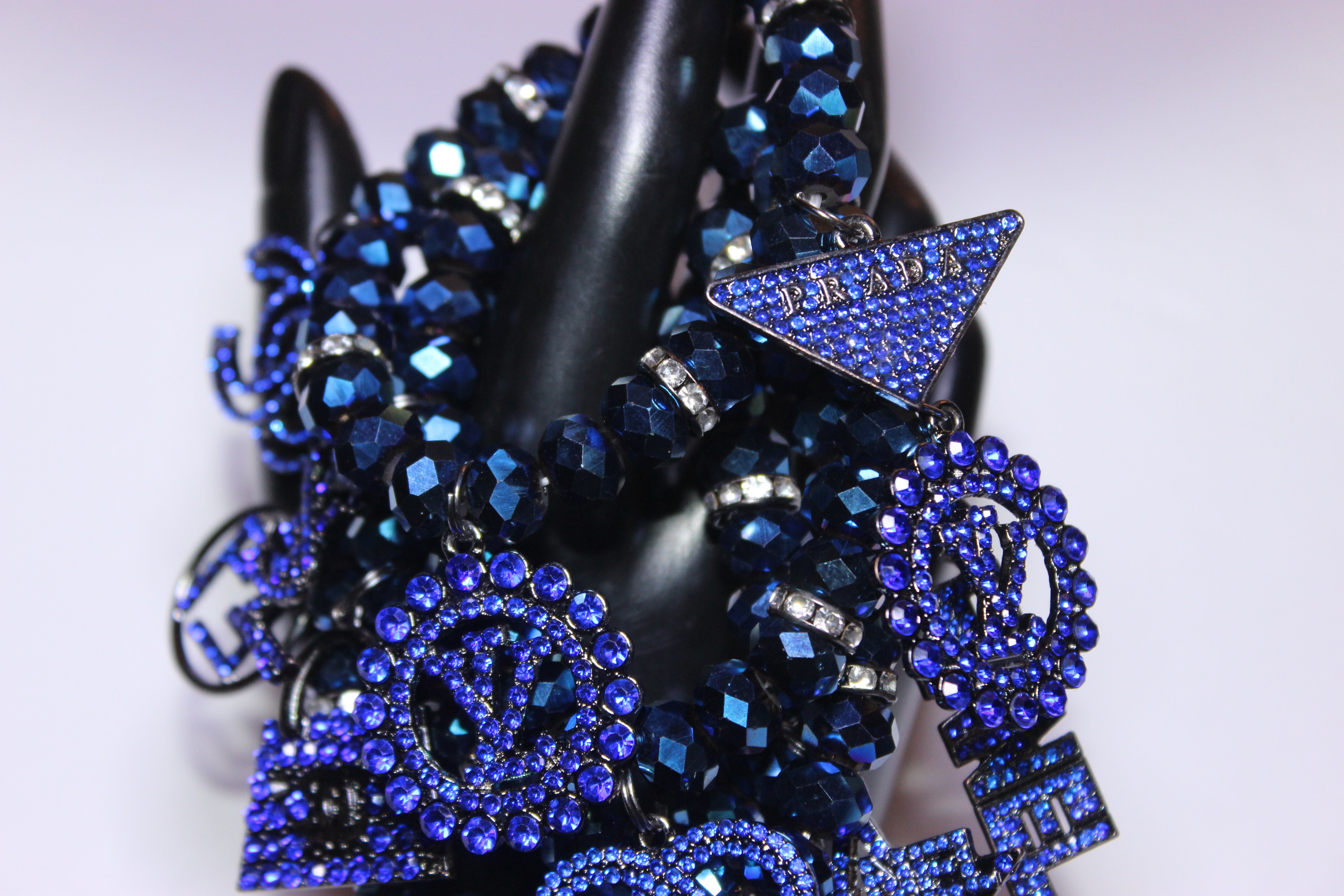 4 Piece Electric Blue Crystal Charm Bracelet Set