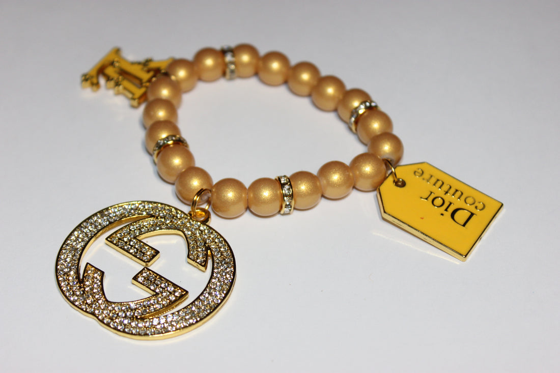 Mustard & Gold Charm Bracelet (1)