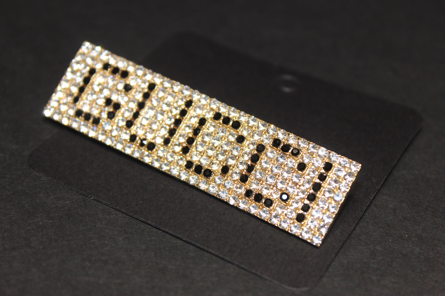 Rhinestone Gold & Black Brooch Pin