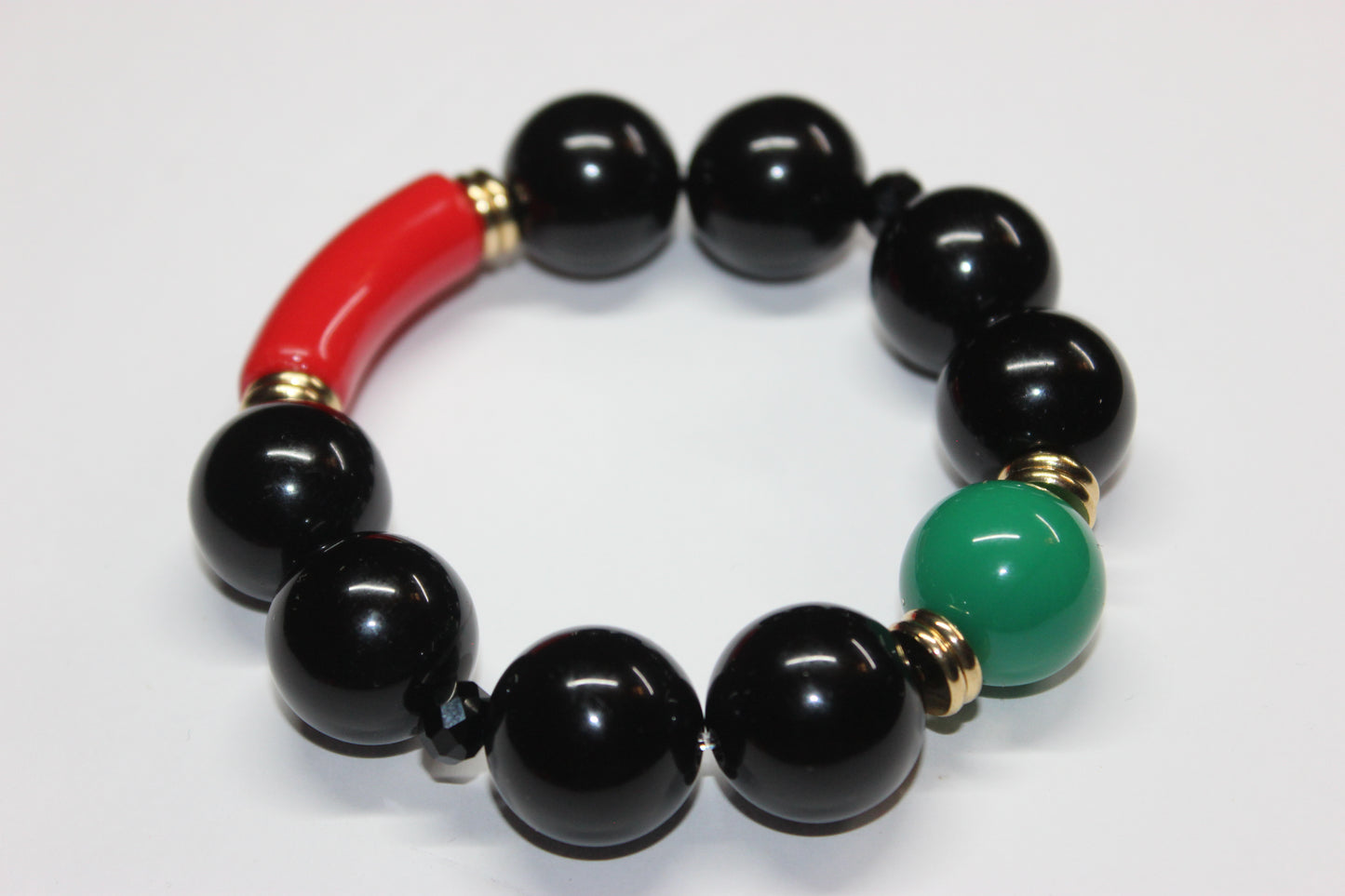 CBC Exclusive Large Beaded Bracelet- Black/Red/Green/Gold