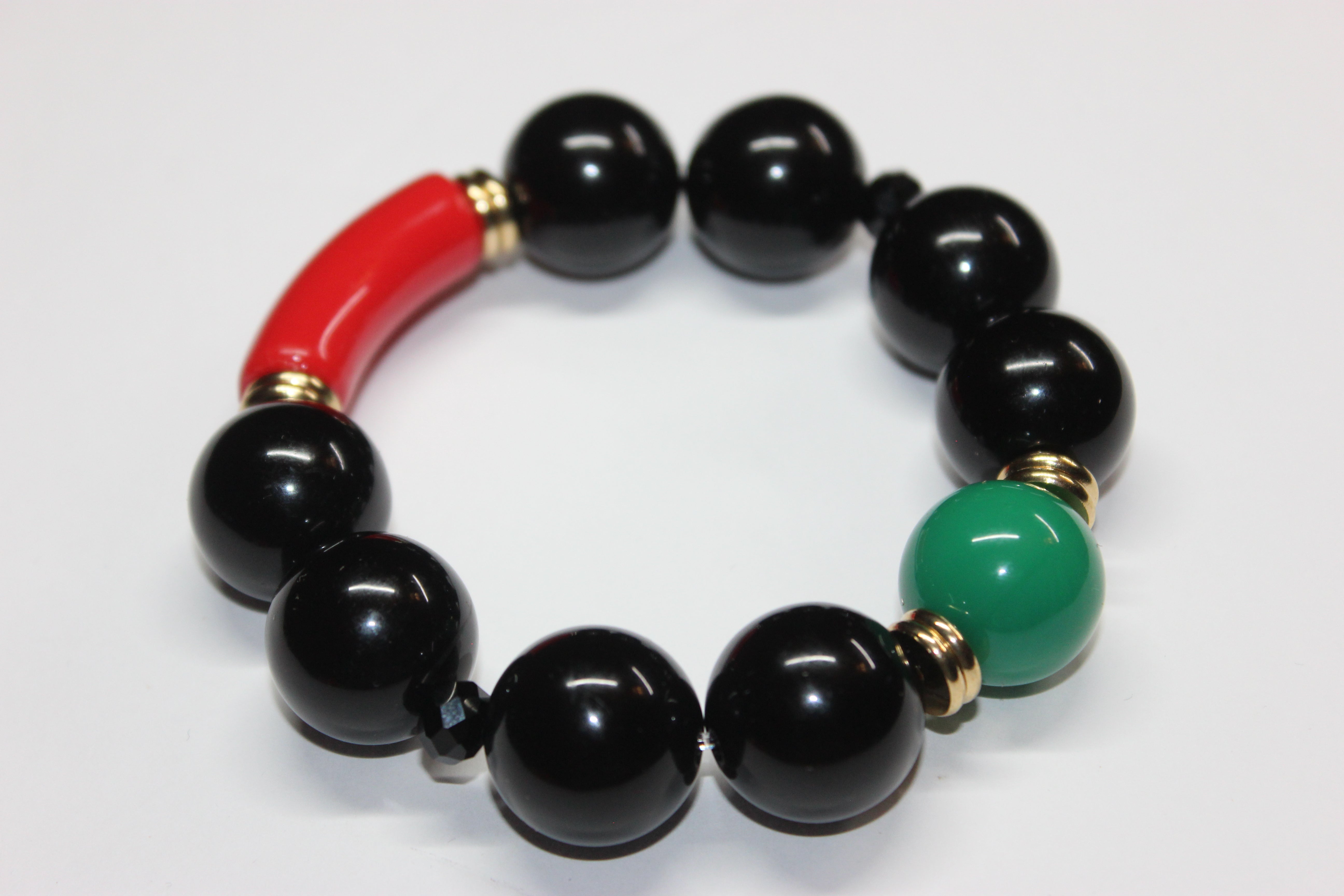 CBC Exclusive Large Beaded Bracelet- Black/Red/Green/Gold