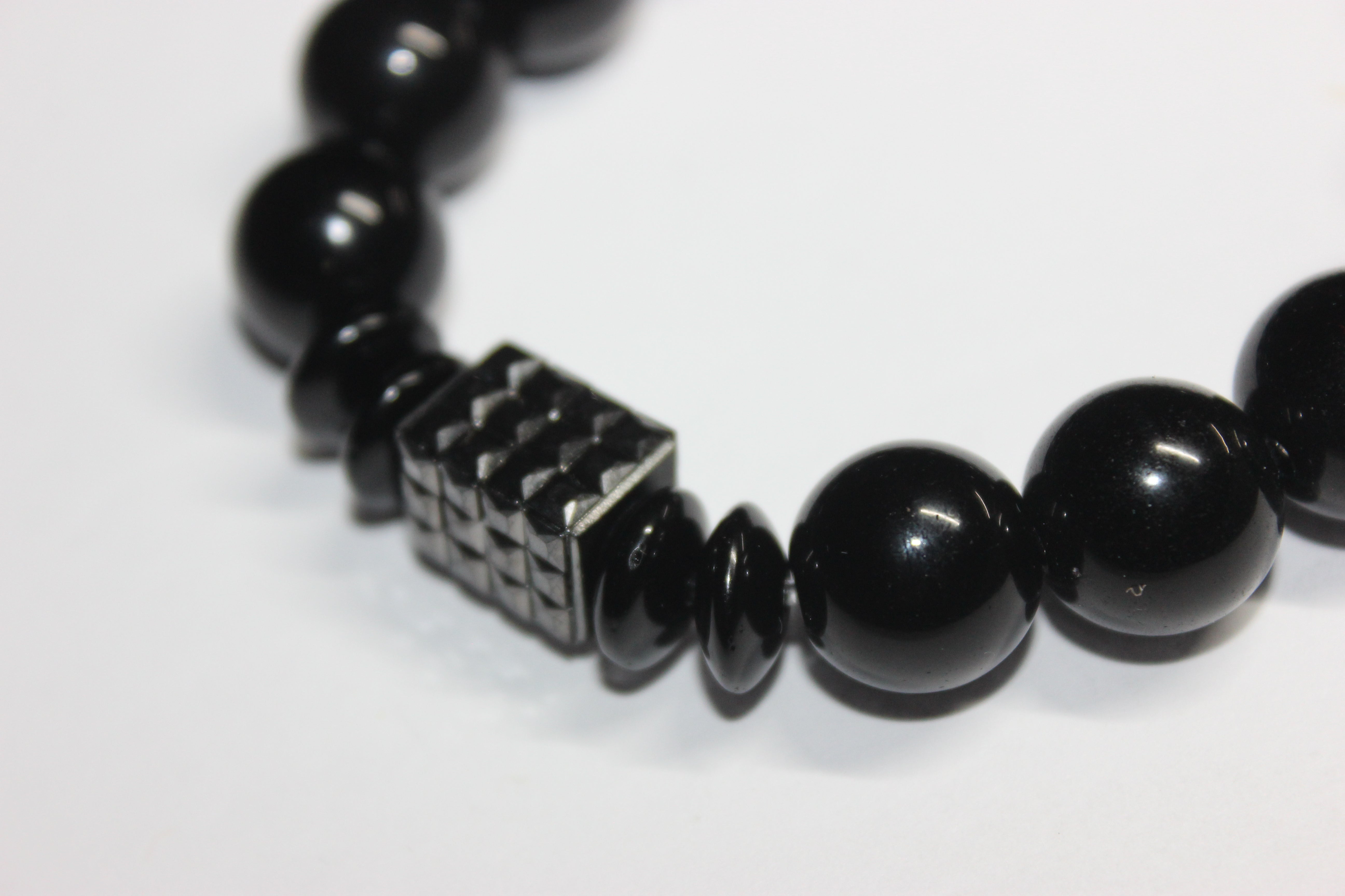 Black & Hematite Beaded Bracelet