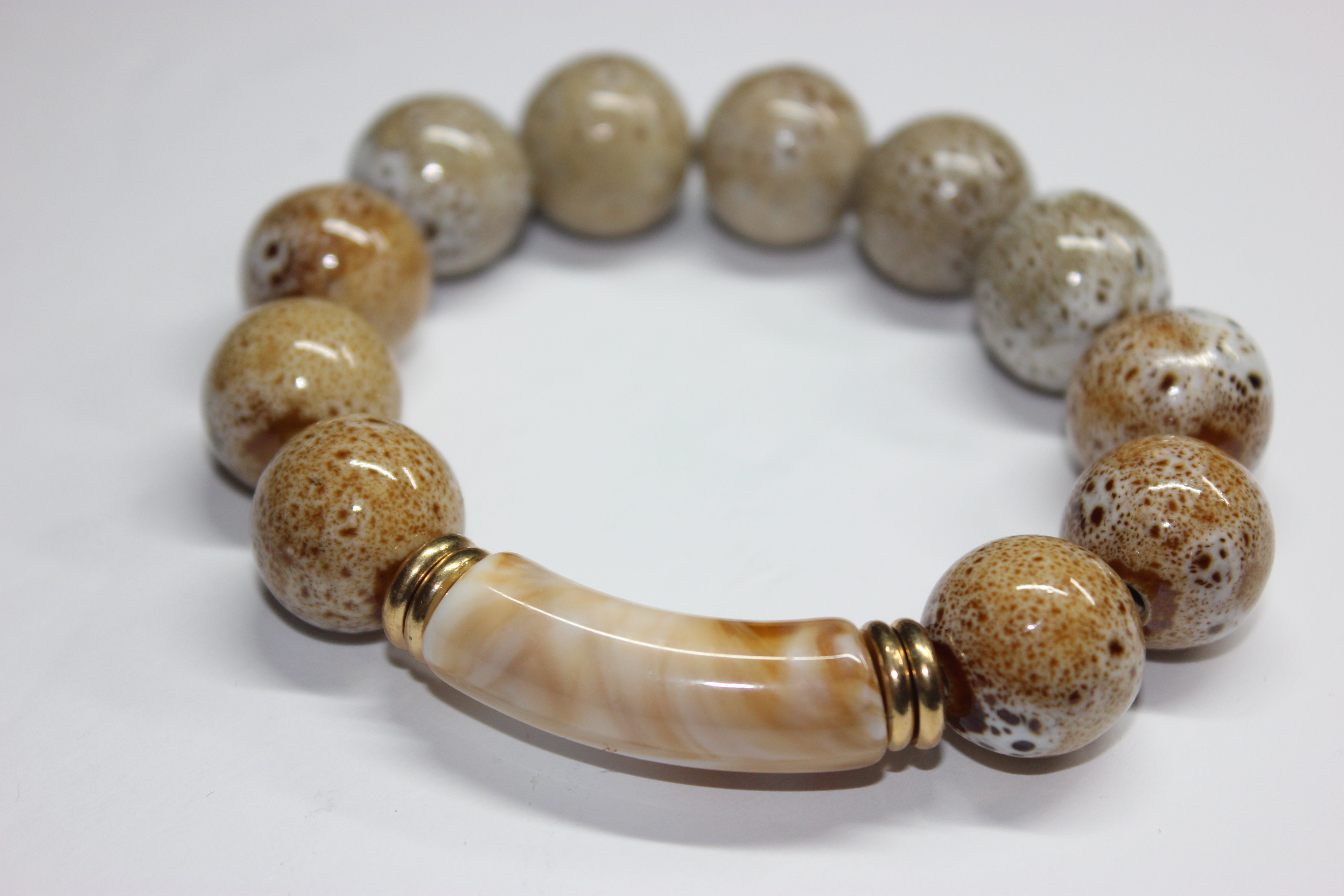 Swiss Collection Beaded Bracelet (Tan & Beige)