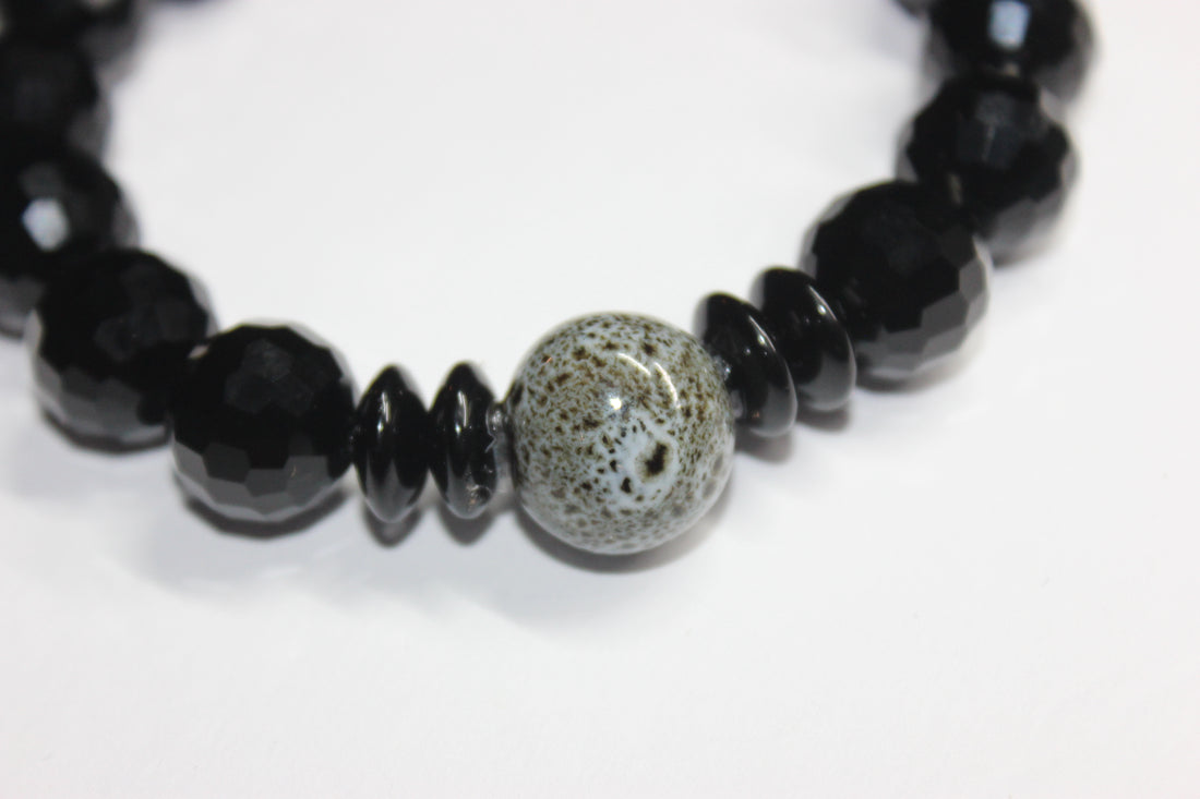 Black Ice with Grey Beaded Bracelet