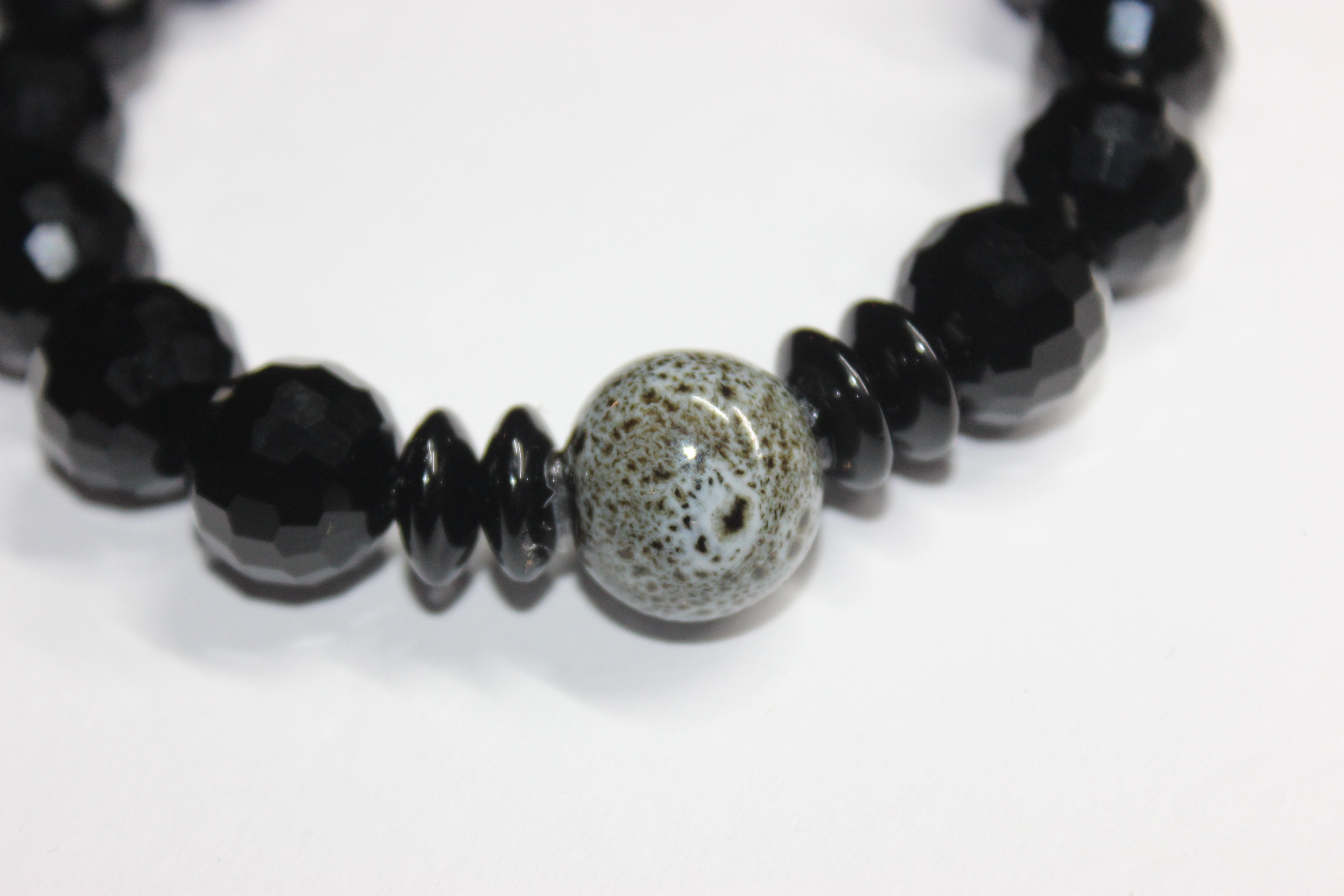 Black Ice with Grey Beaded Bracelet