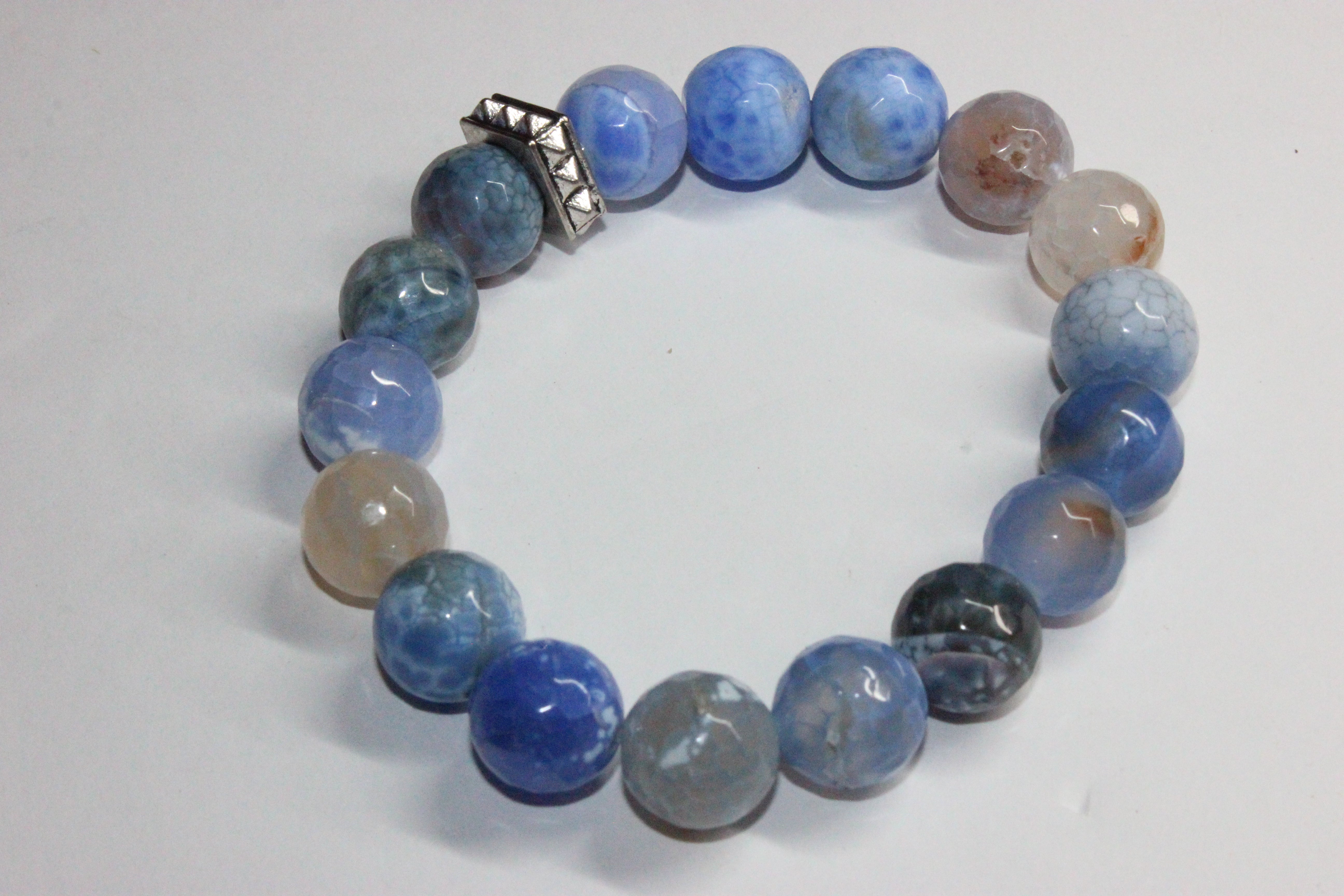 Shades Of Blue Beaded Bracelet set in silver