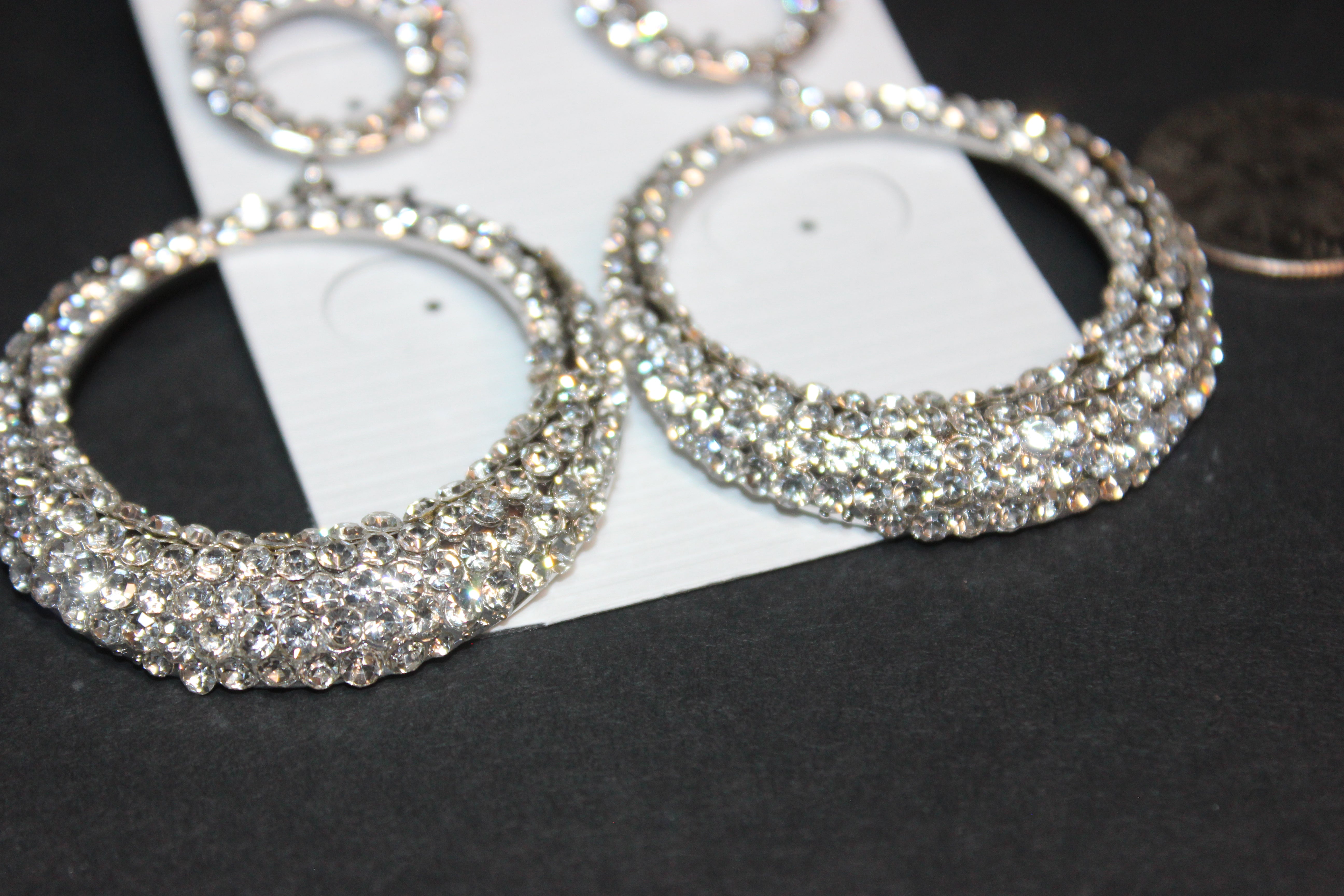 Silver & Clear Rhinestone Earrings