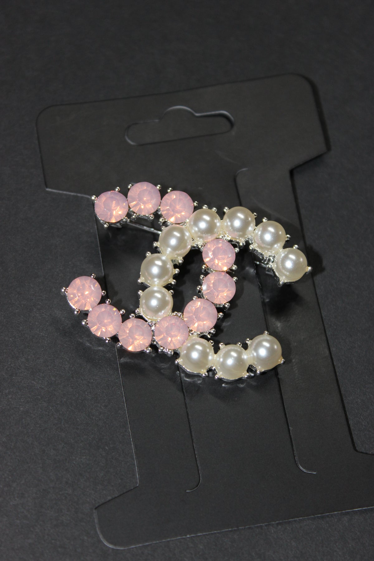 Pink & Pearl Brooch Pin (Silver)
