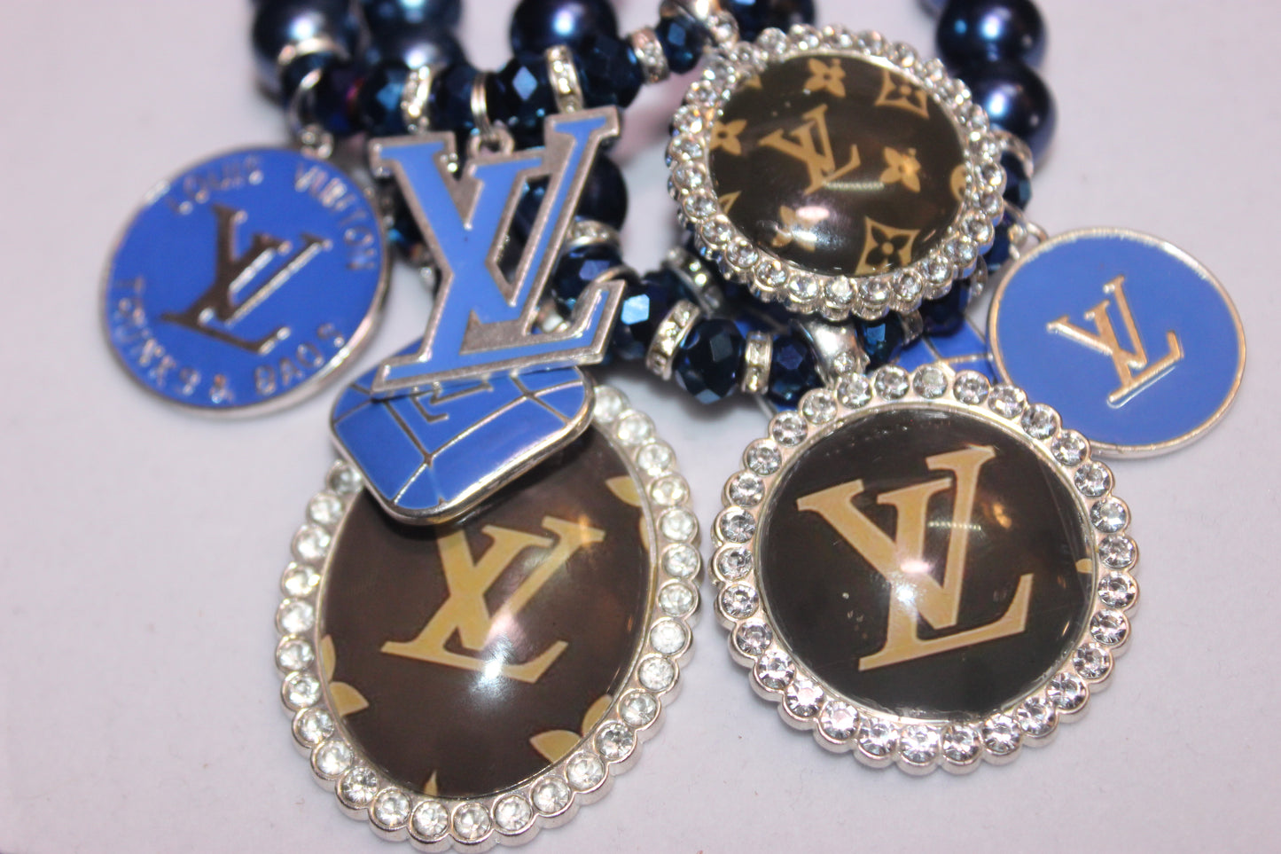 3 Piece Blue Pearl Charm Set