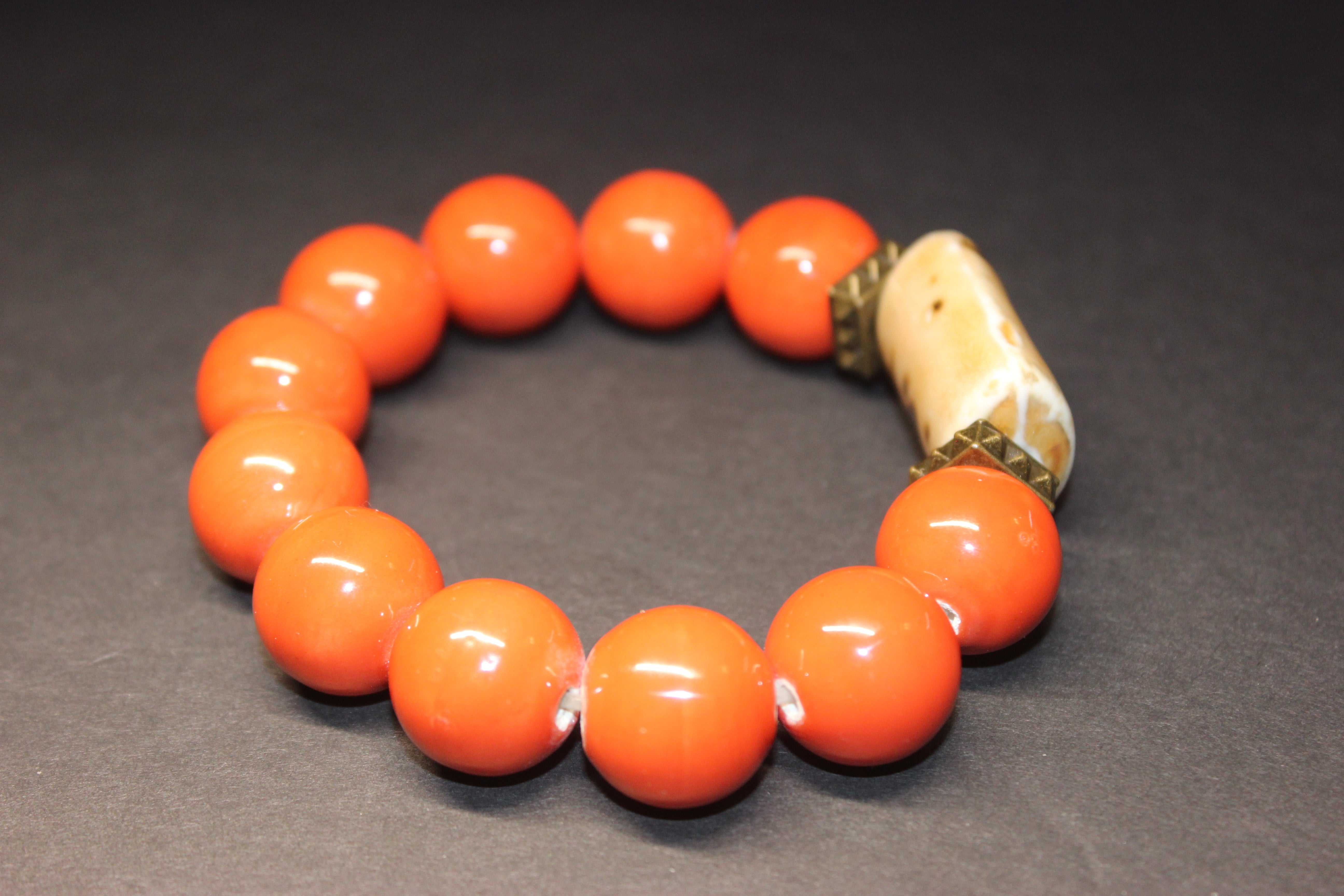 Orange & Tan Gemstone Bracelet