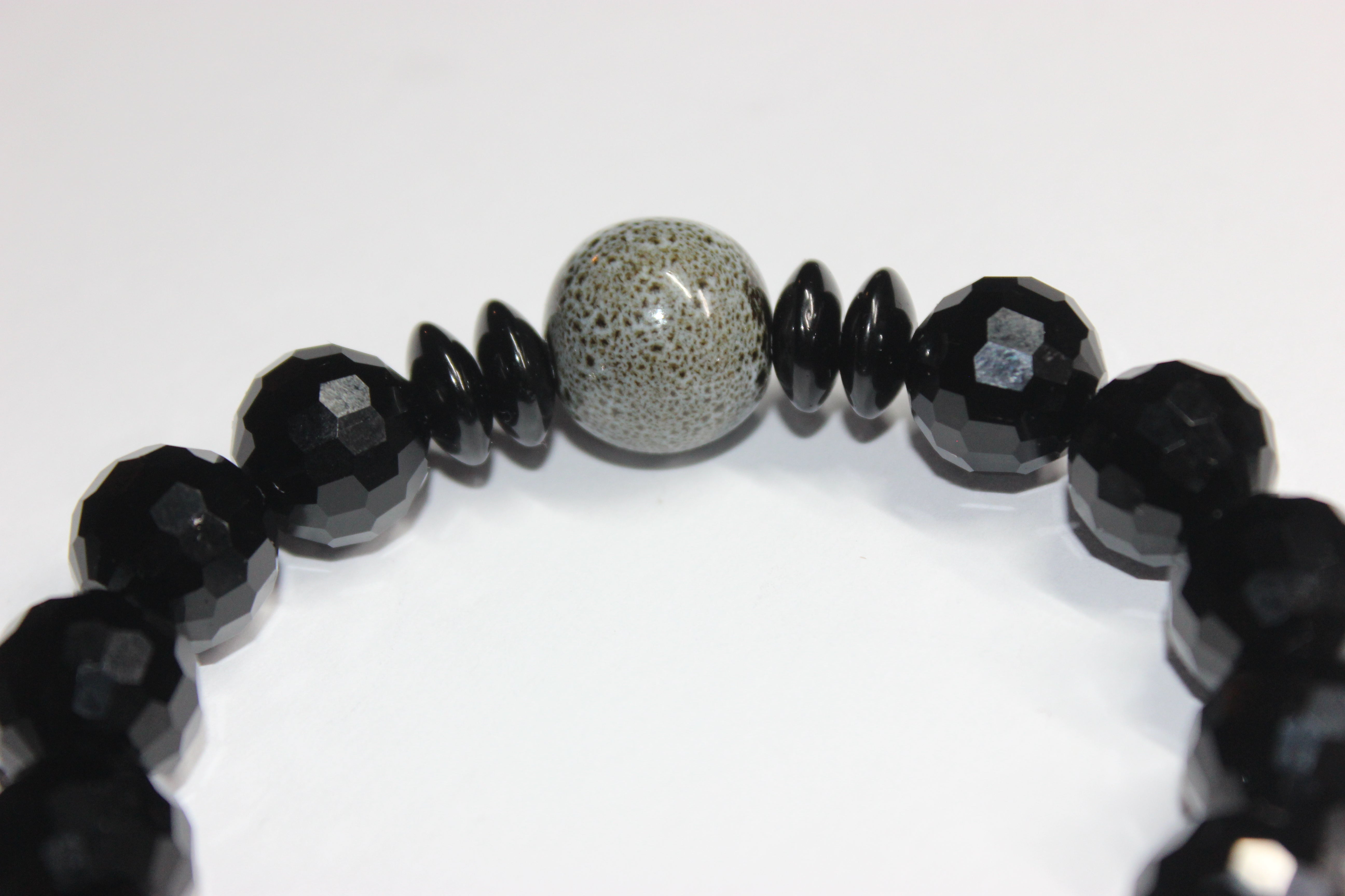 Black Ice with Grey Beaded Bracelet