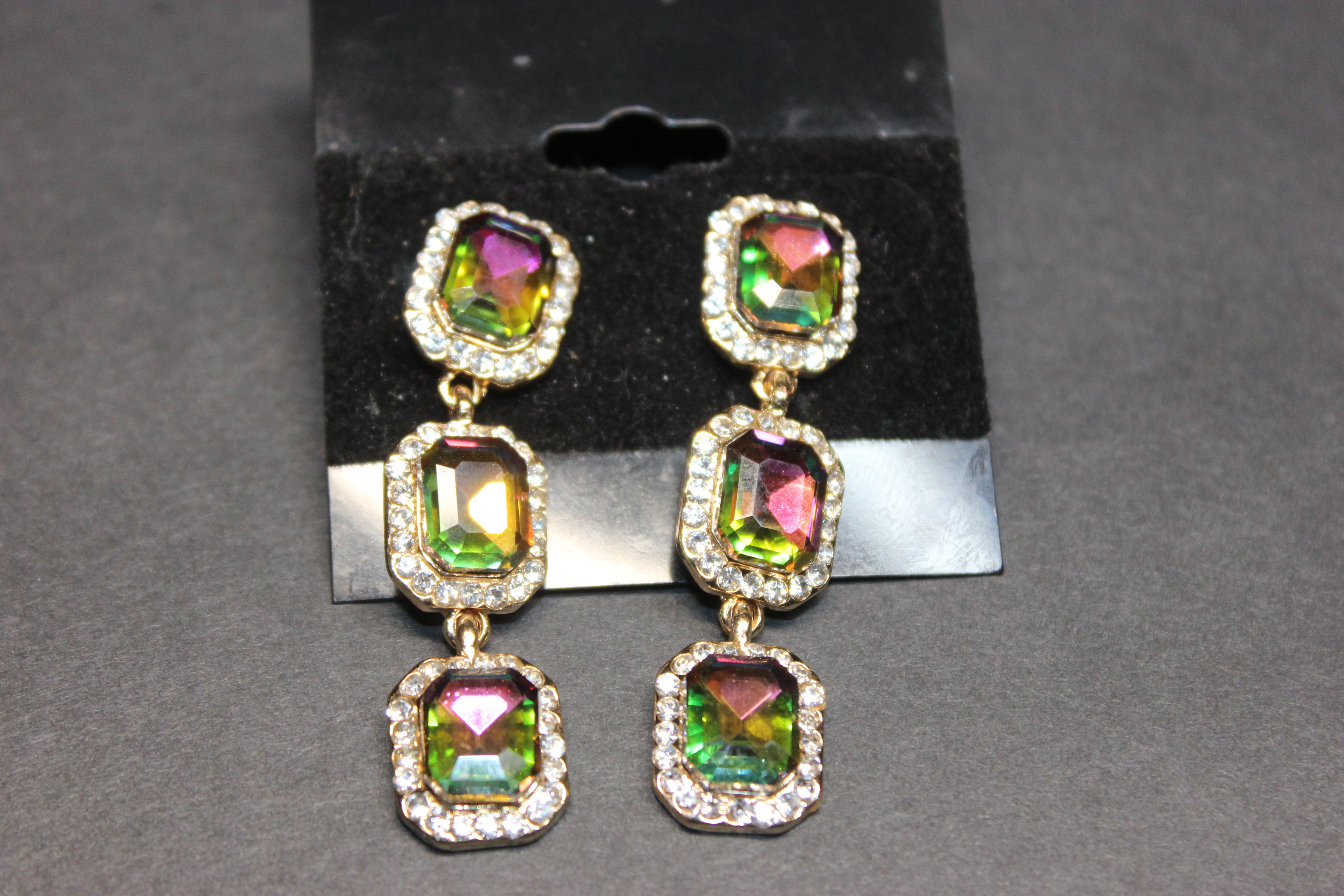 Vitrail & Silver Post Earrings
