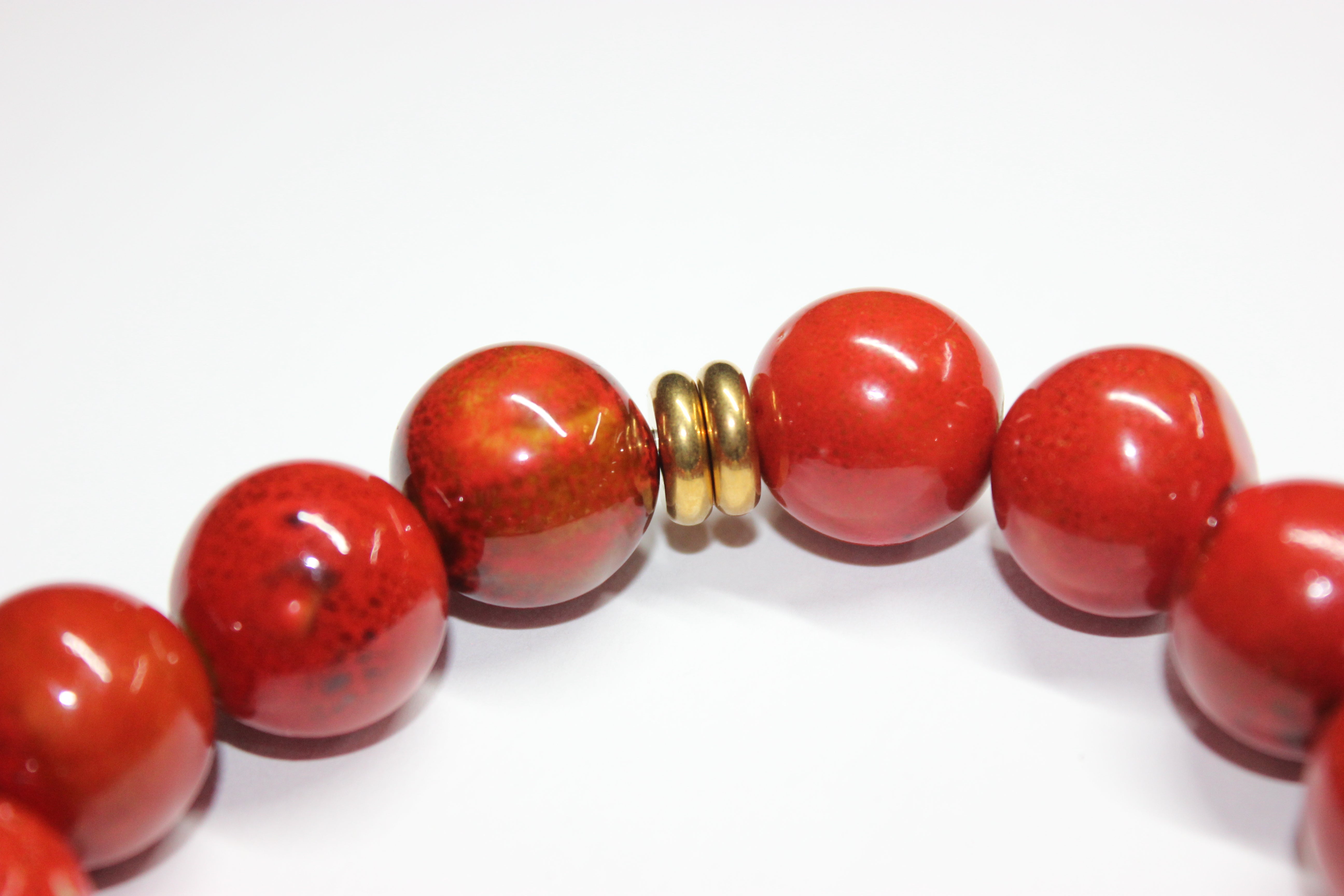 Shades Of Orange & Beige W/ Gold Ceramic Gemstone Bracelet