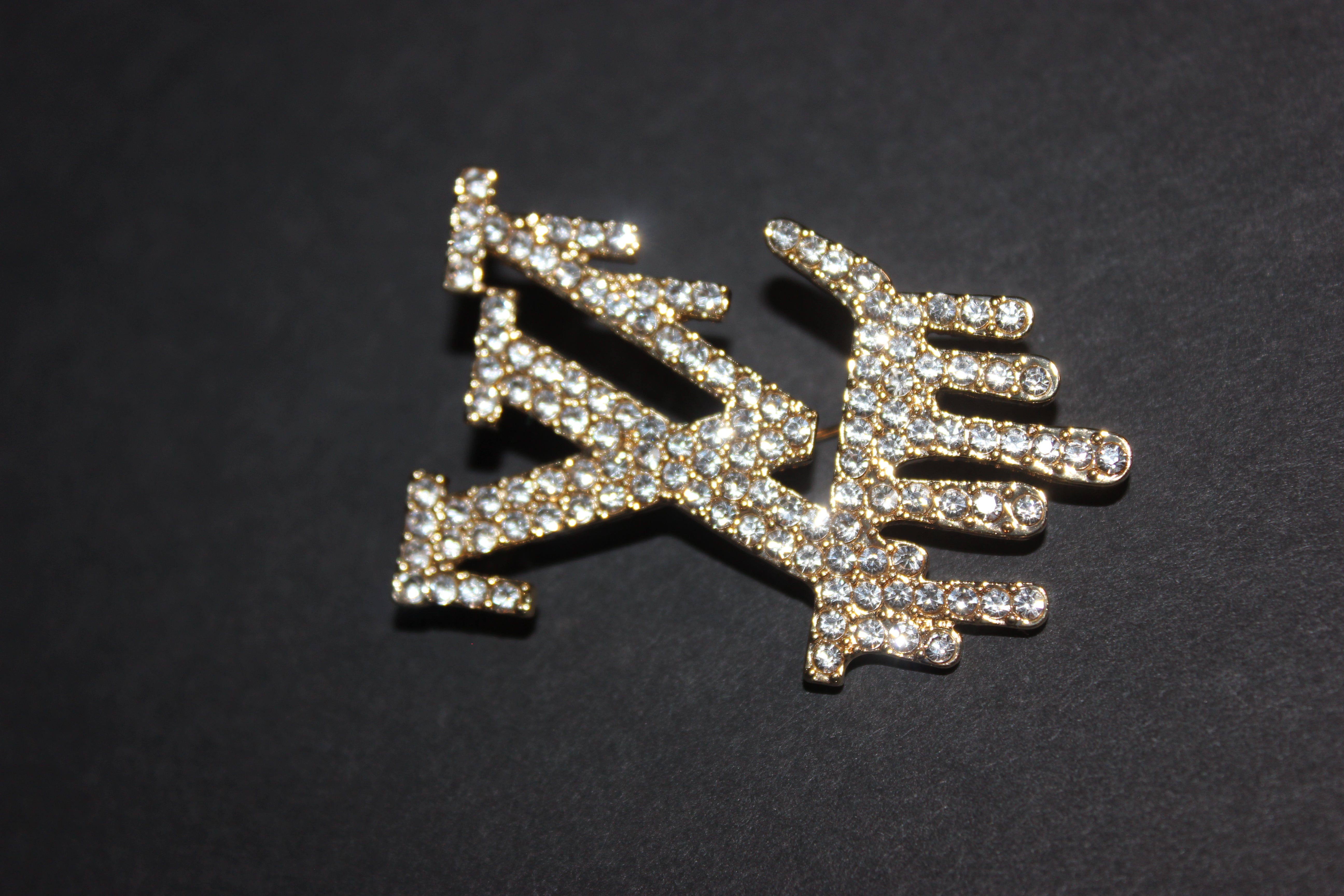 Gold Rhinestone Brooch Pin