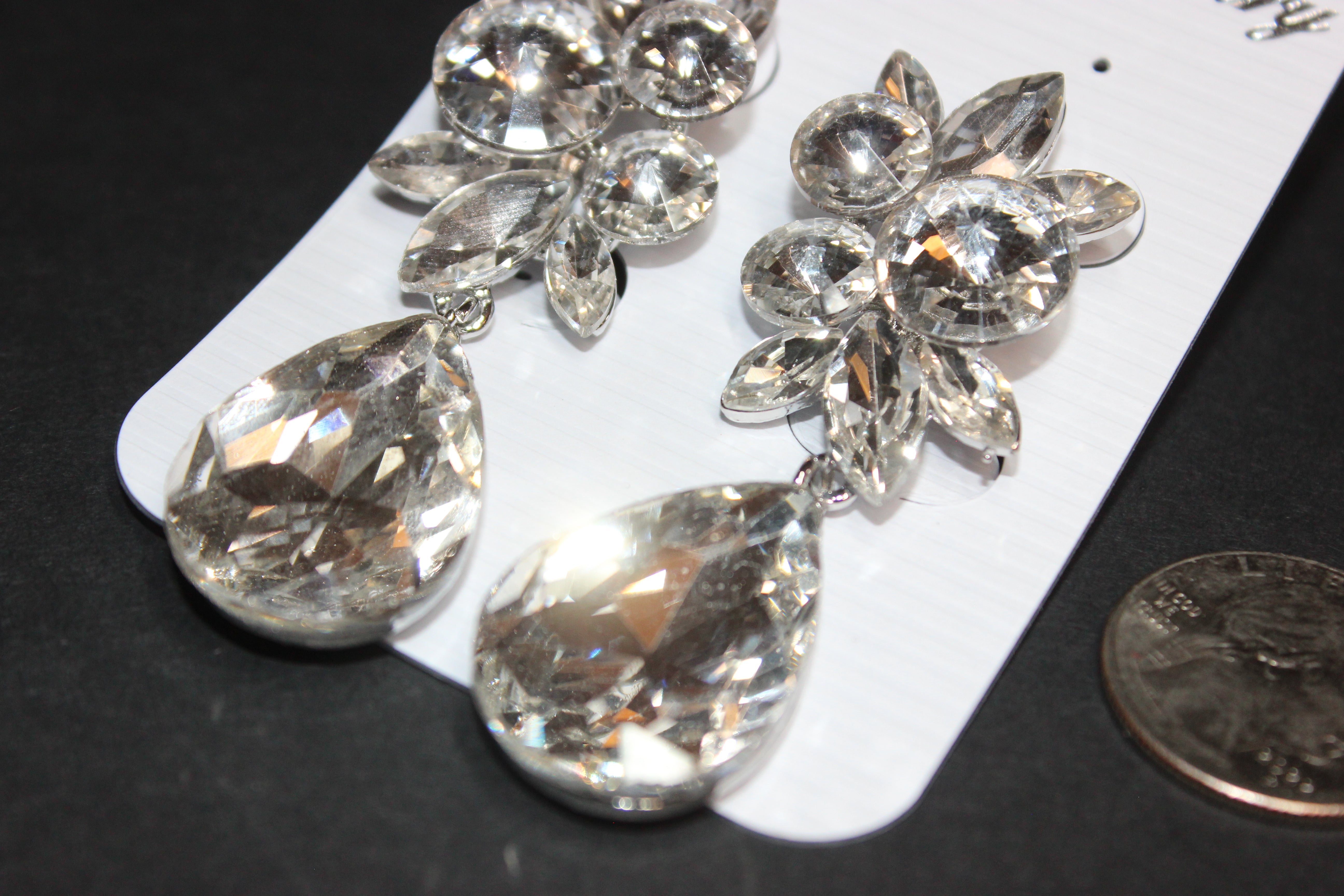 Clip On Clear Crystal Pineapple Drop Earrings