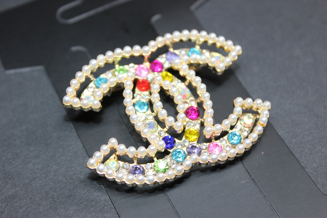 Pearl Colorful & Gold Brooch Pin