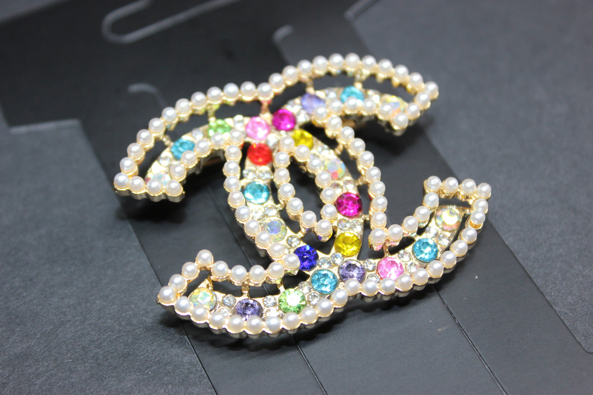 Pearl Colorful & Gold Brooch Pin
