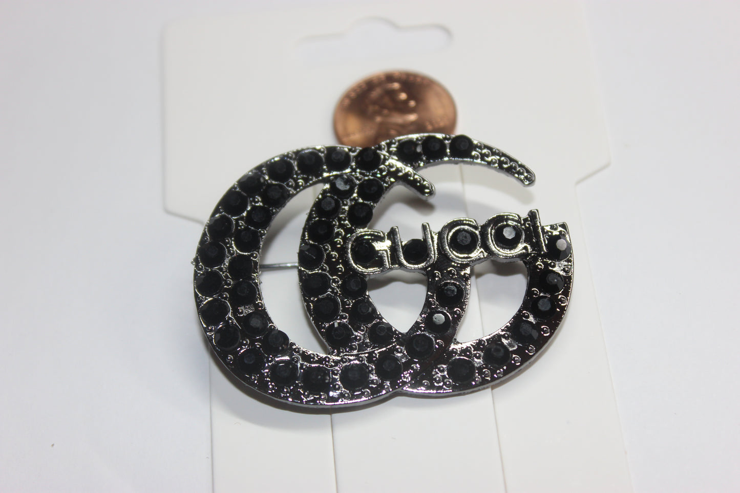 Black Rhinestone Brooch Pin