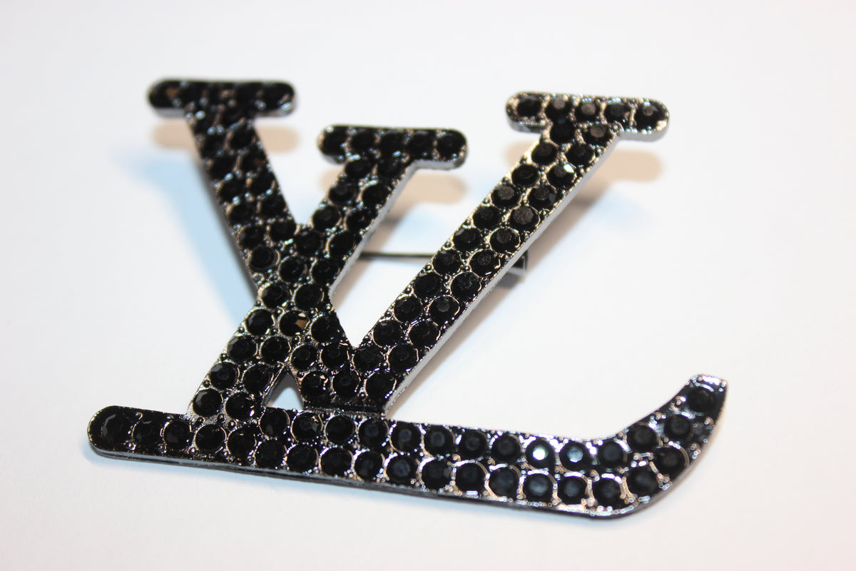 Black Rhinestone Brooch Pin