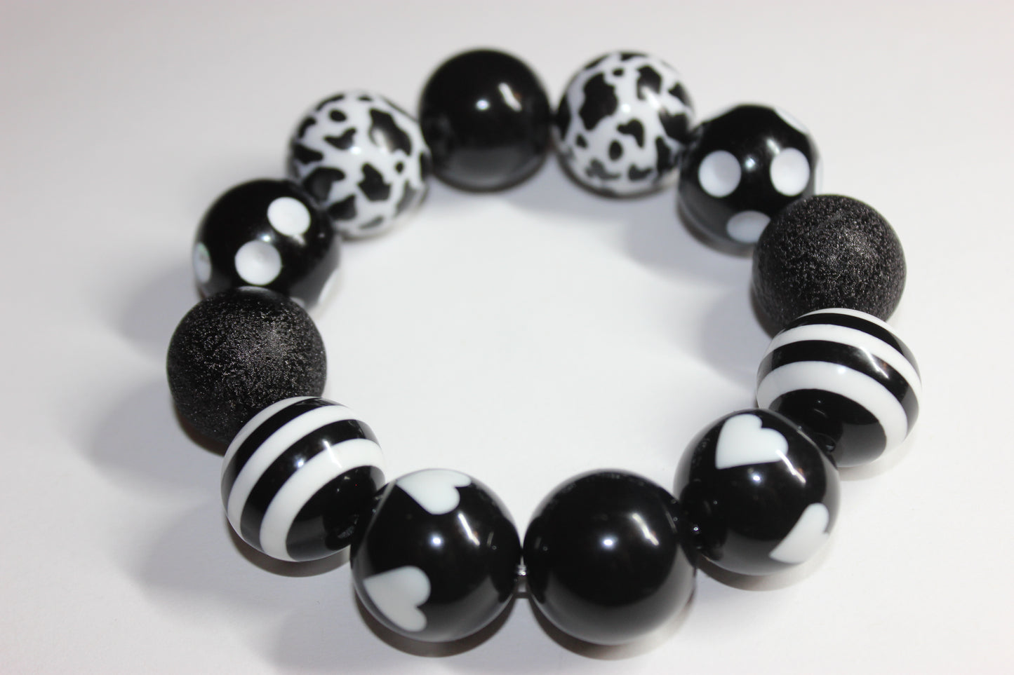 Large Black & White Beaded Bracelet