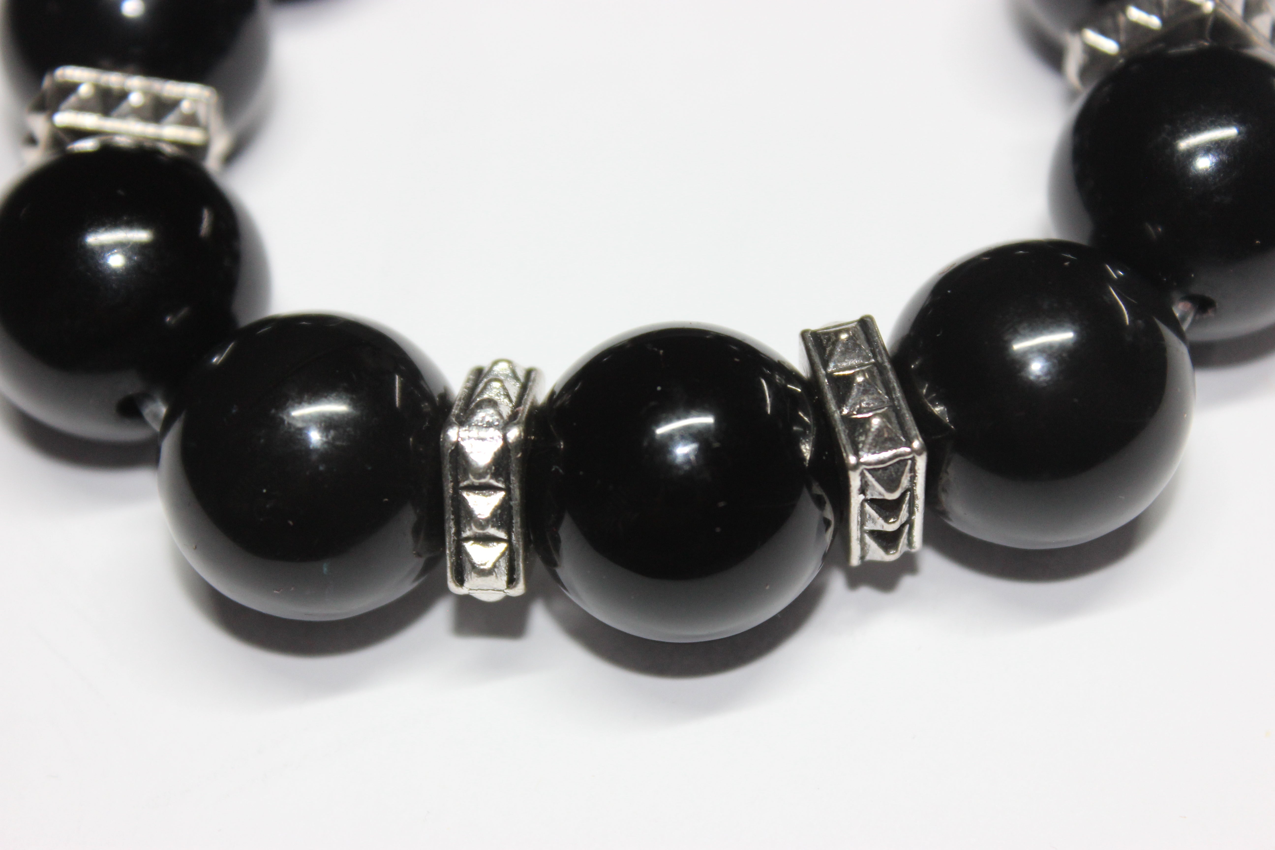 Black & Silver Large Beaded Bracelet
