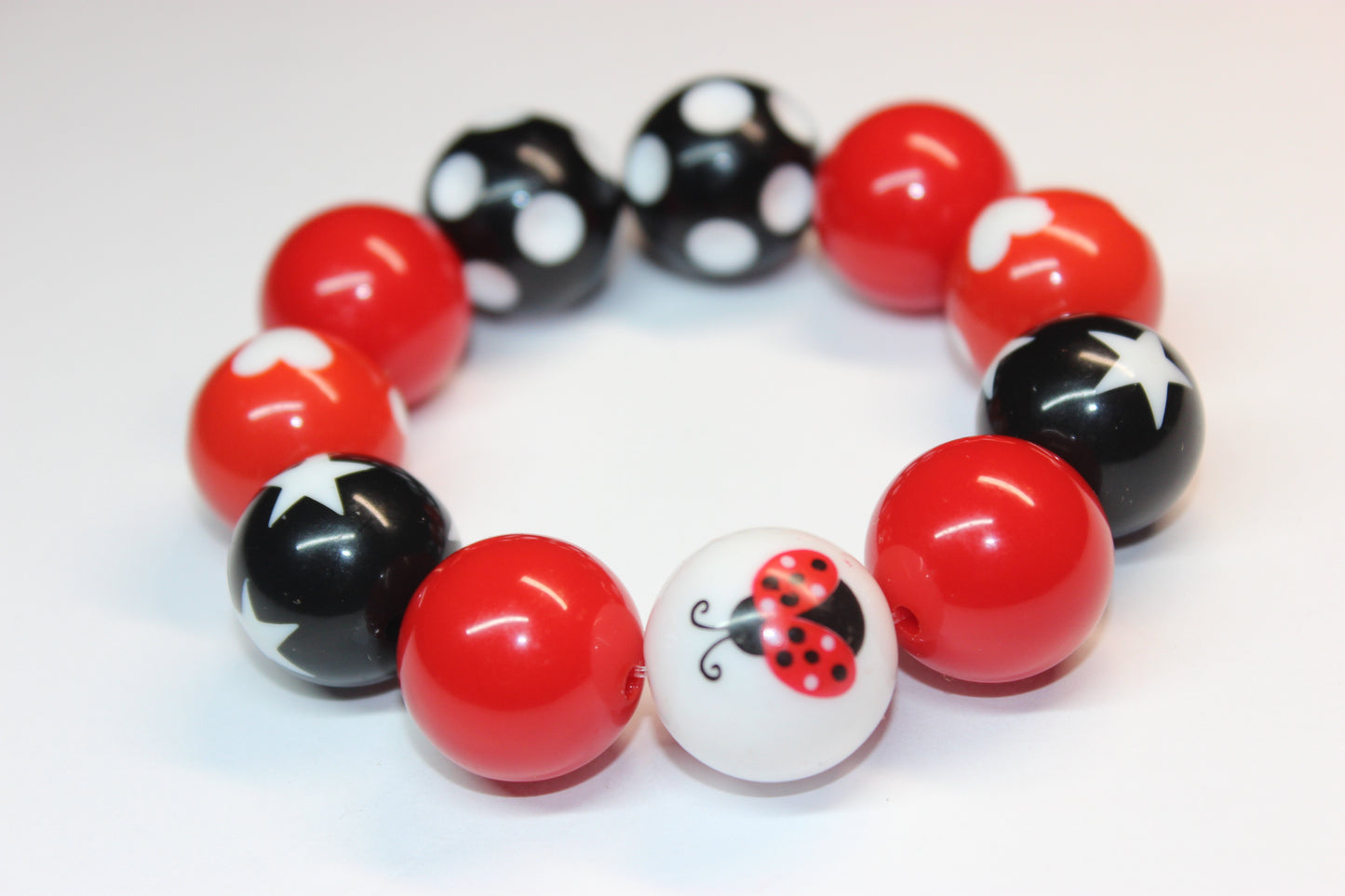 Red Black & White Ladybug Bracelet