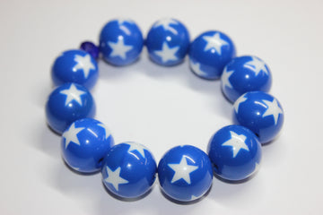 Blue & White Large Beaded Bracelet