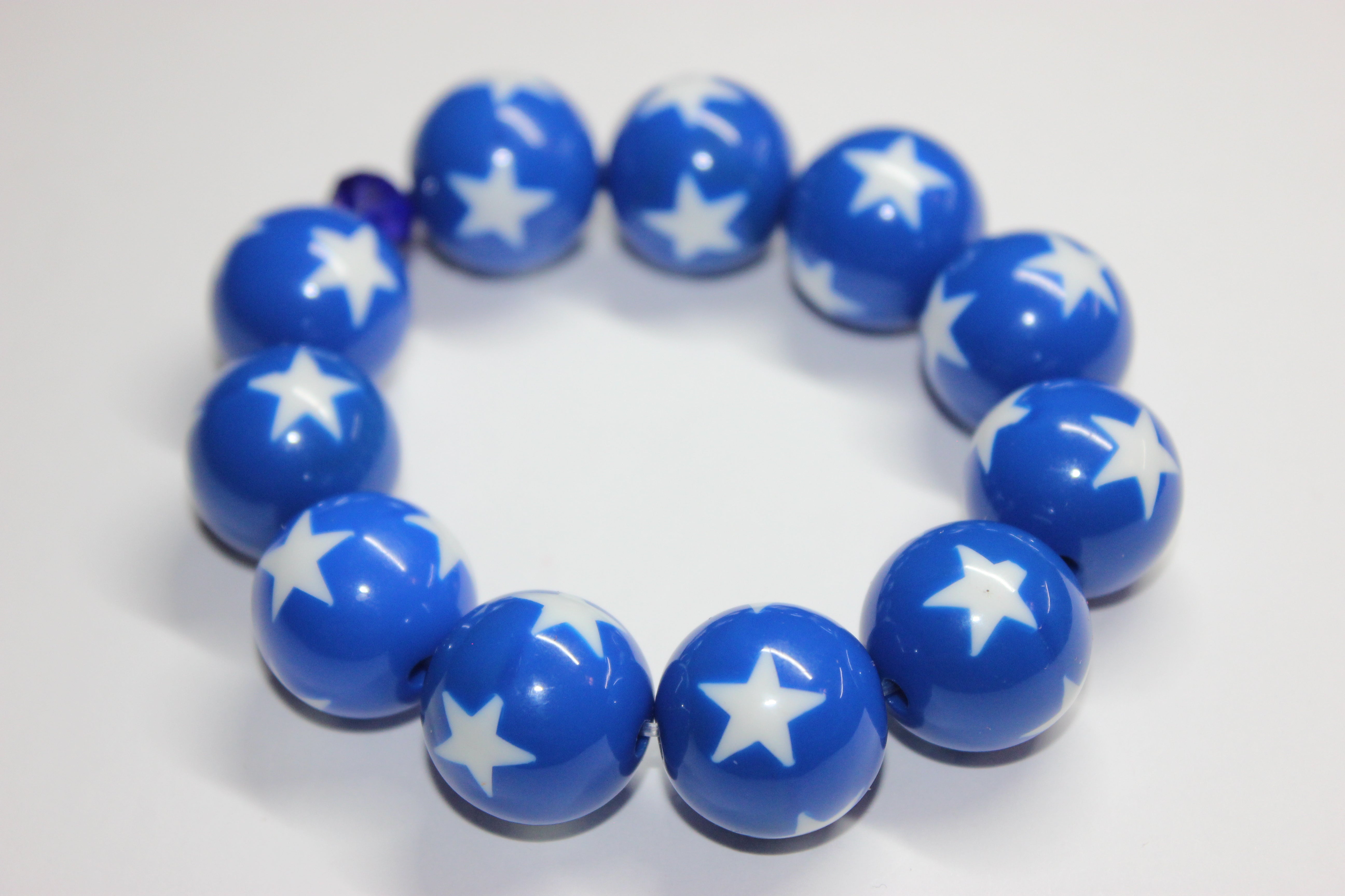 Blue & White Large Beaded Bracelet