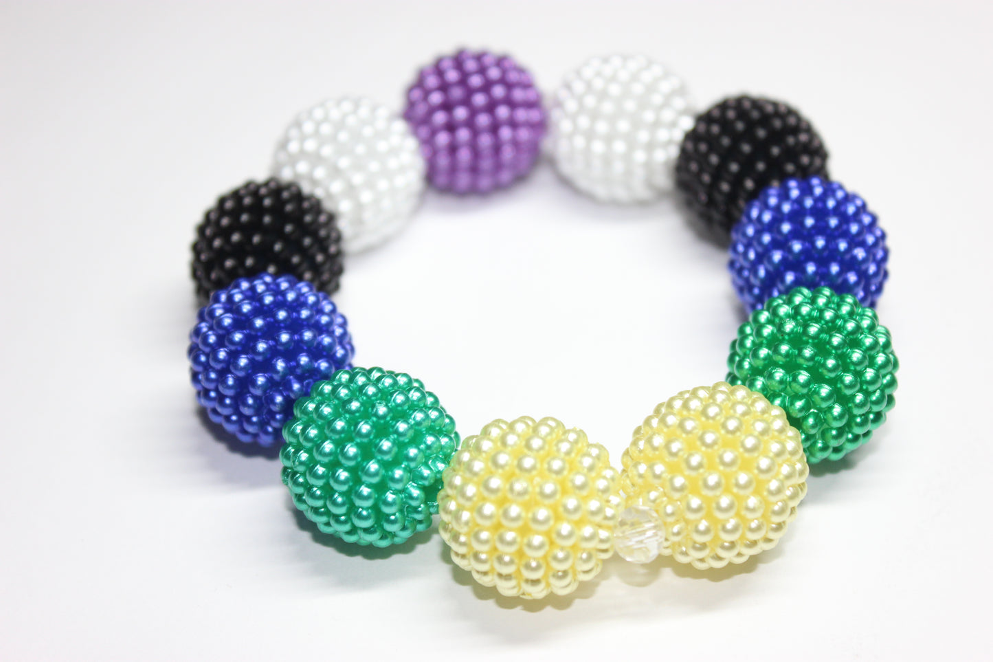 Multicolored Large Pearl Beaded Bracelet