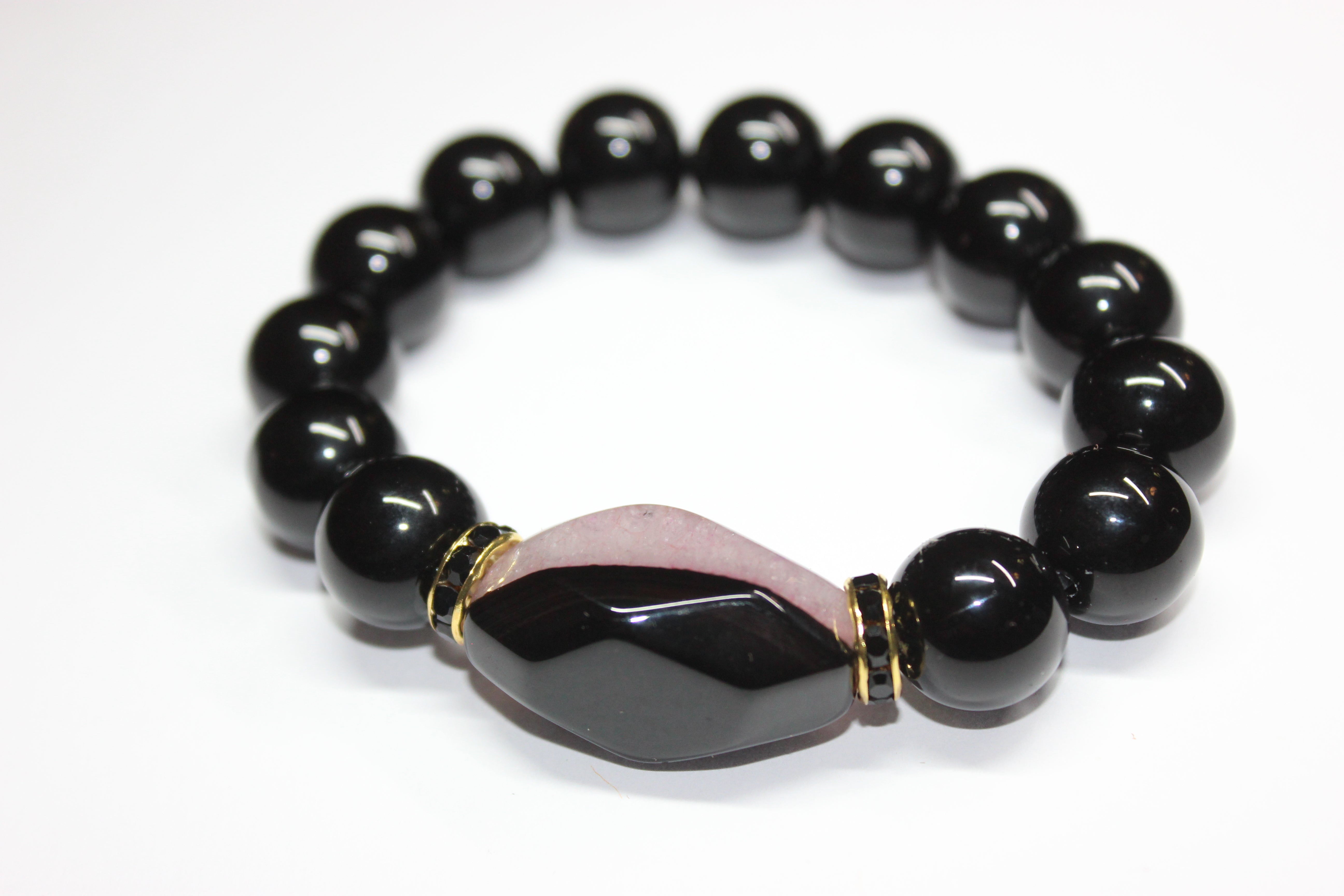 Black Gold & Jewel Toned Smooth Gemstone Bracelet