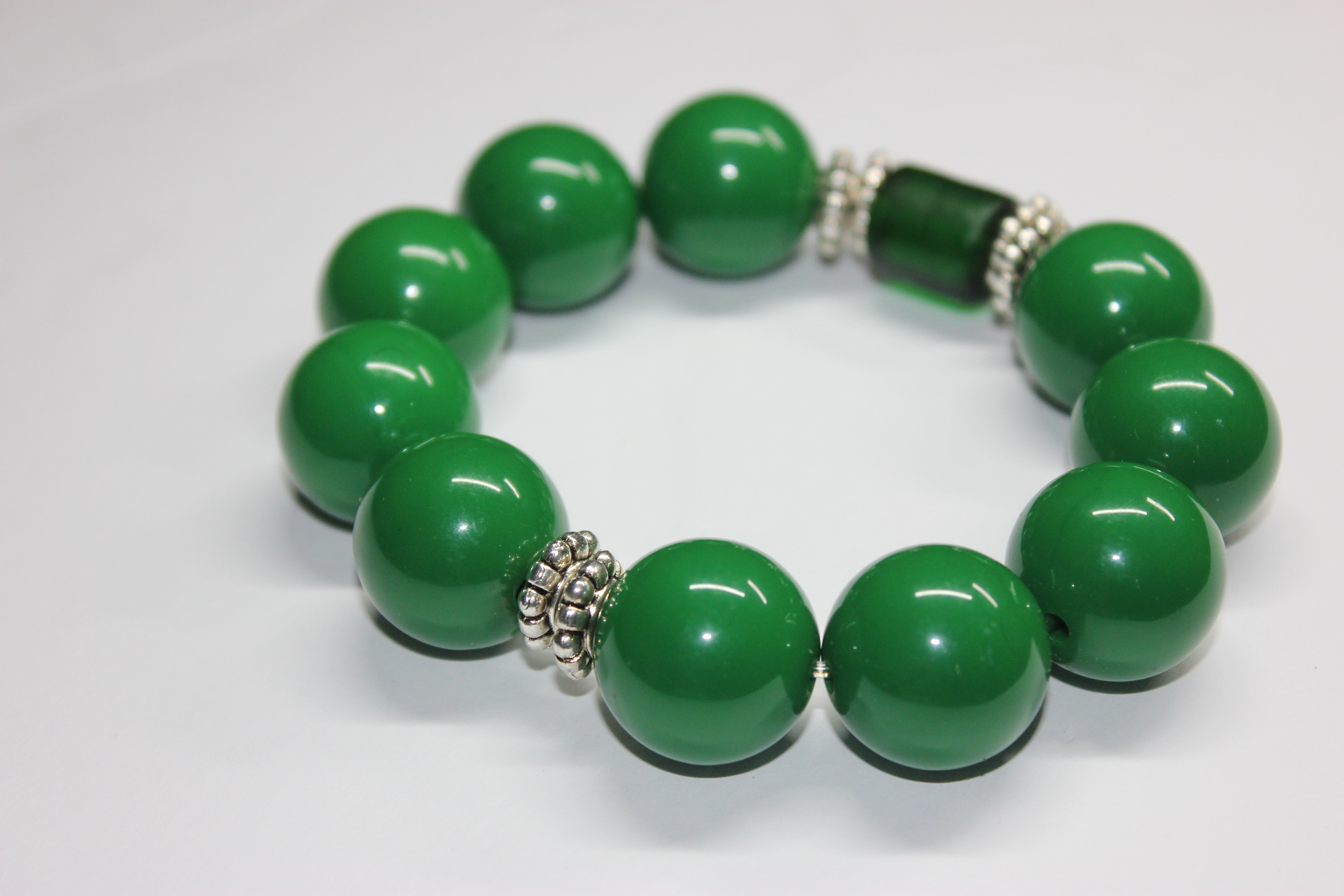 Large Green Beaded Bracelet