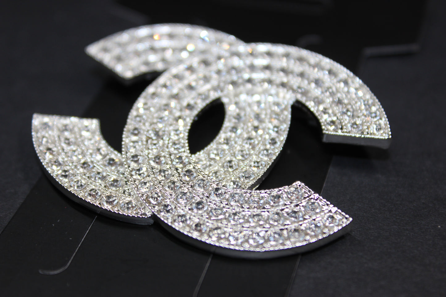 Large Silver Rhinestone Brooch Pin