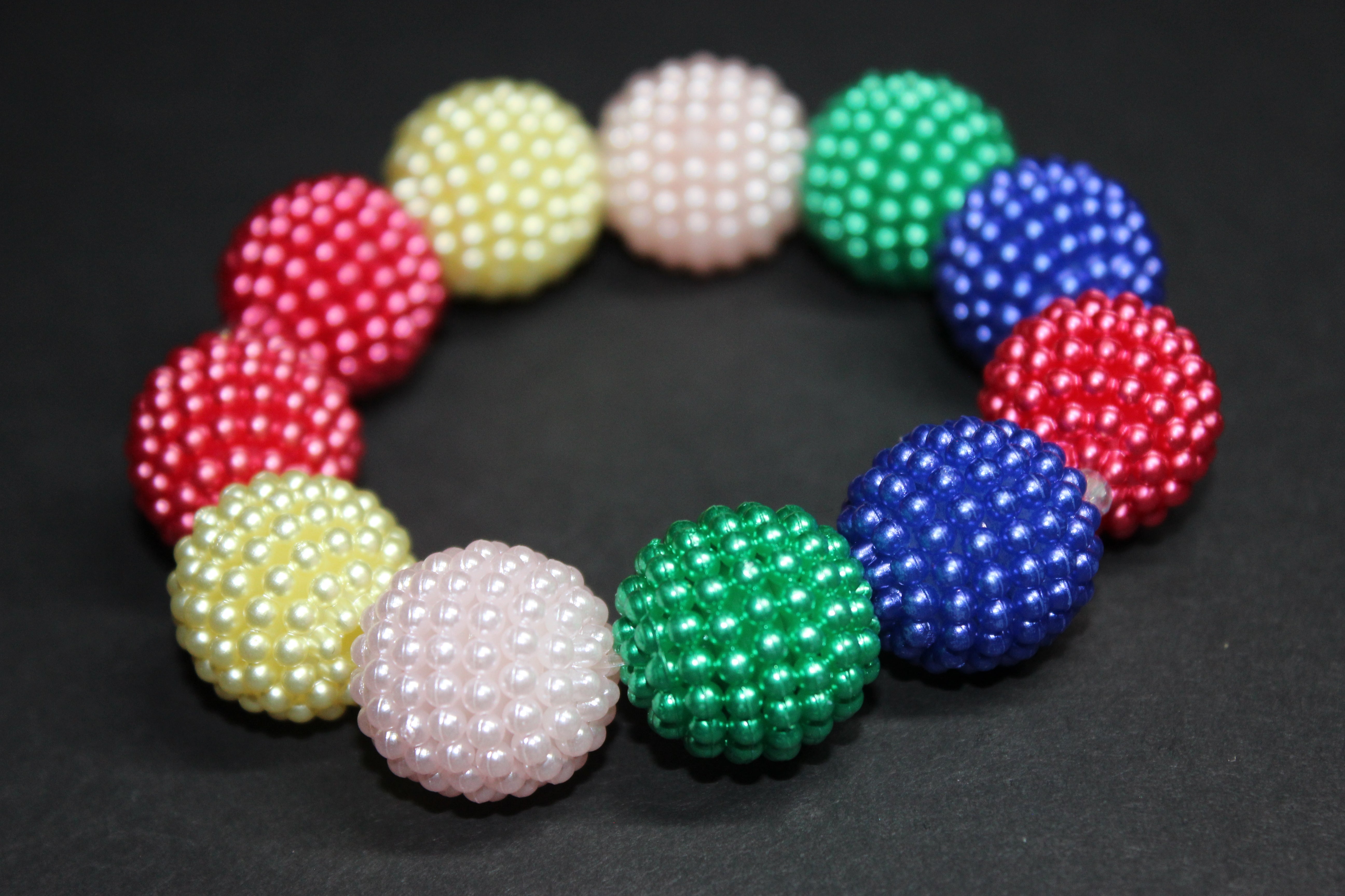Multicolored Large Pearl Beaded Bracelet