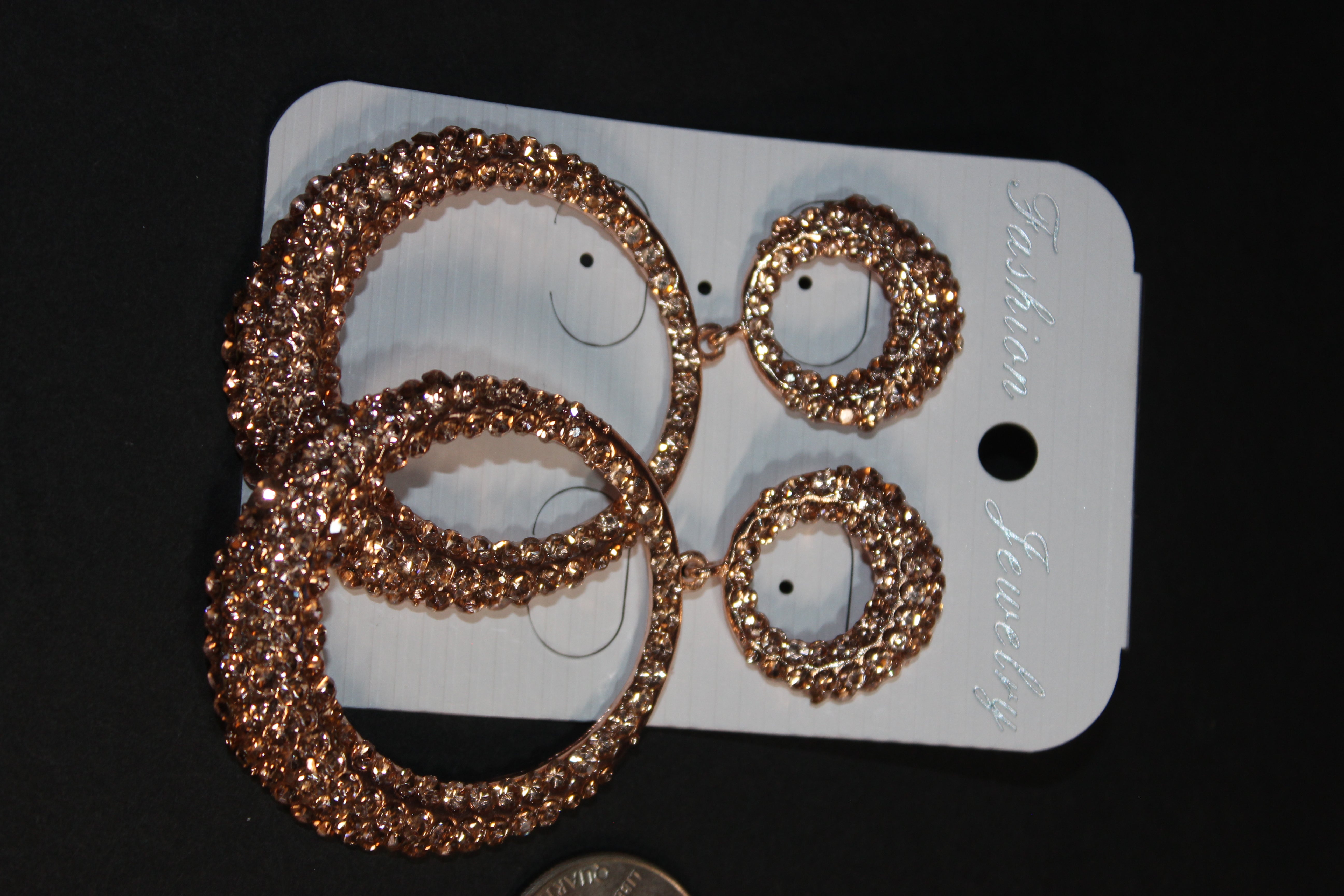 Rose Gold Rhinestone Hoop Earrings