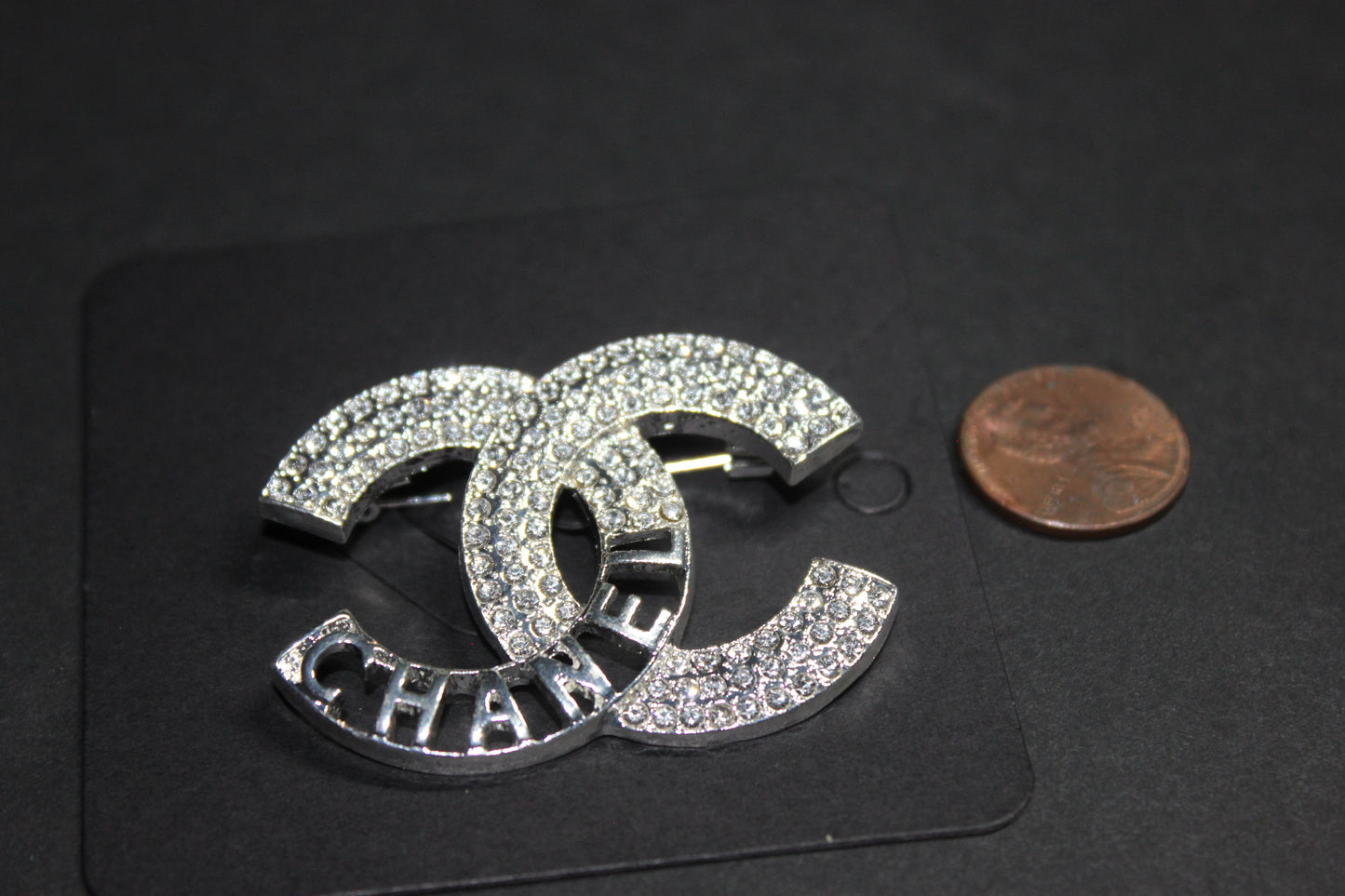 Silver Rhinestone Brooch Pin