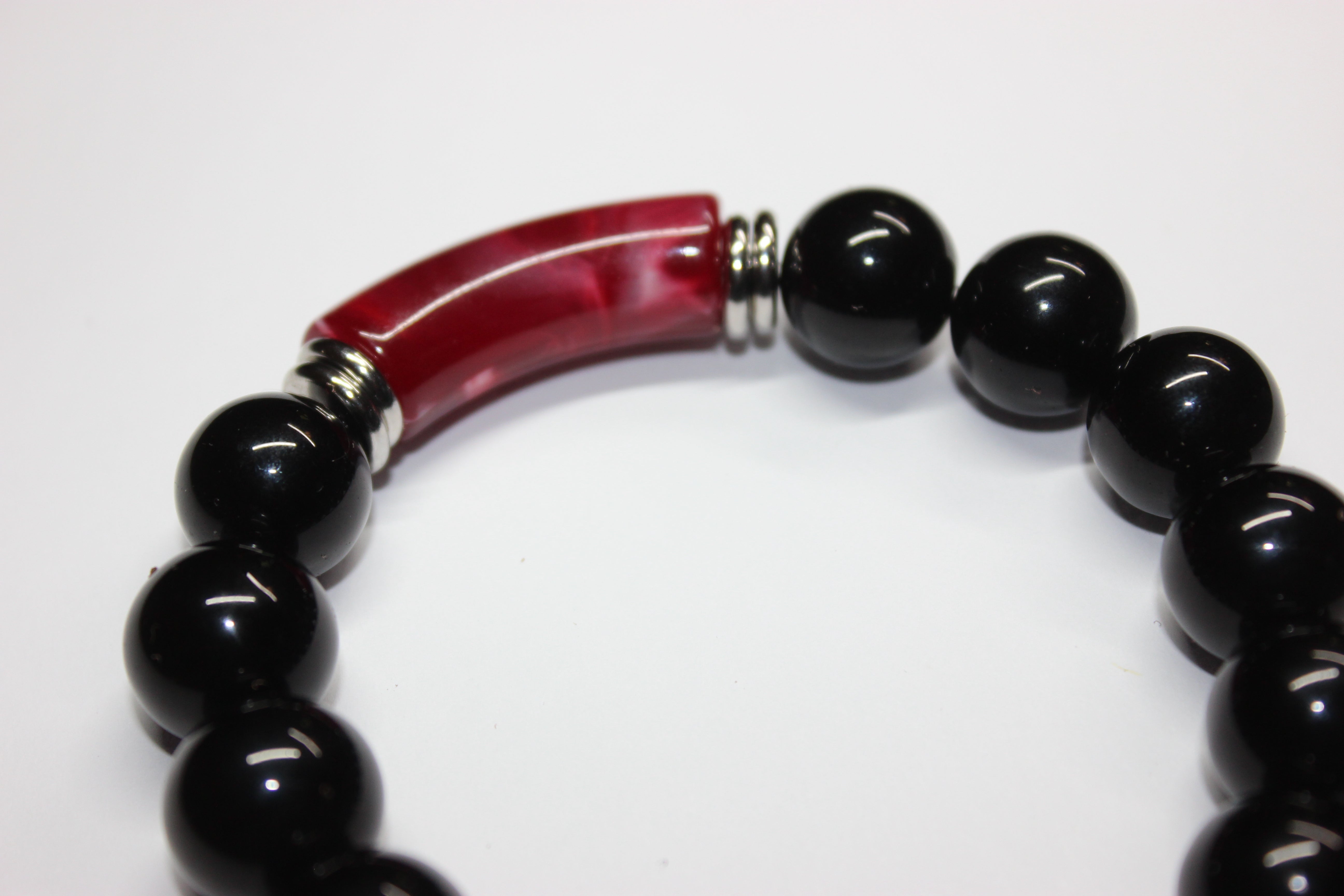 Black Cherry & Silver Beaded Bracelet