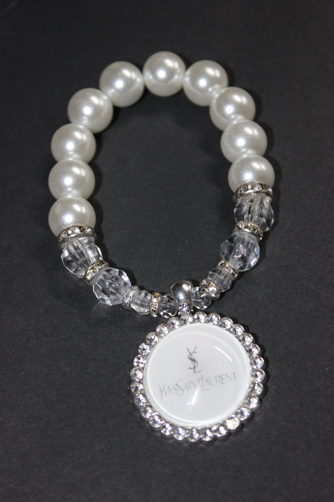White Pearl Charm Bracelet (Silver)