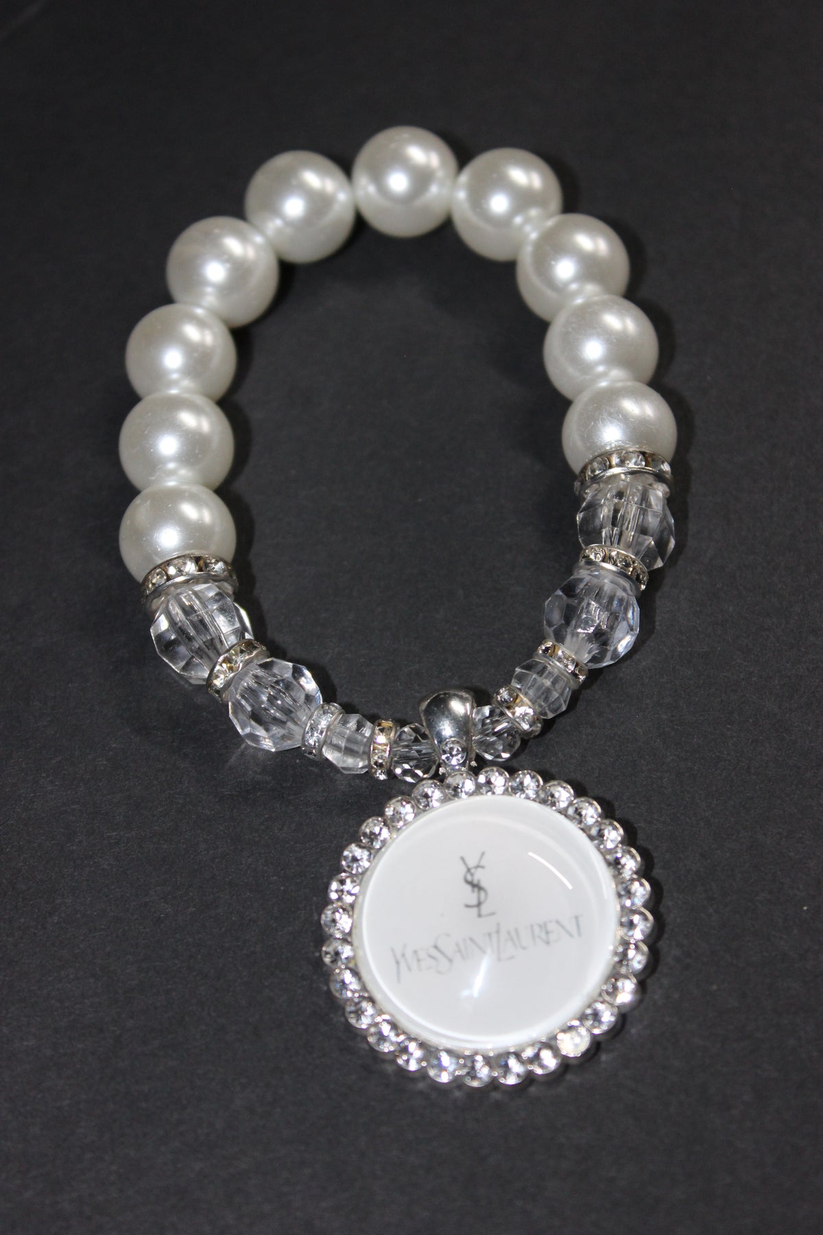 White Pearl Charm Bracelet (Silver)