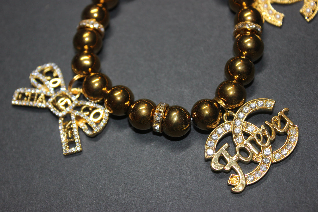Gold Gemstone Charm Bracelet (1)