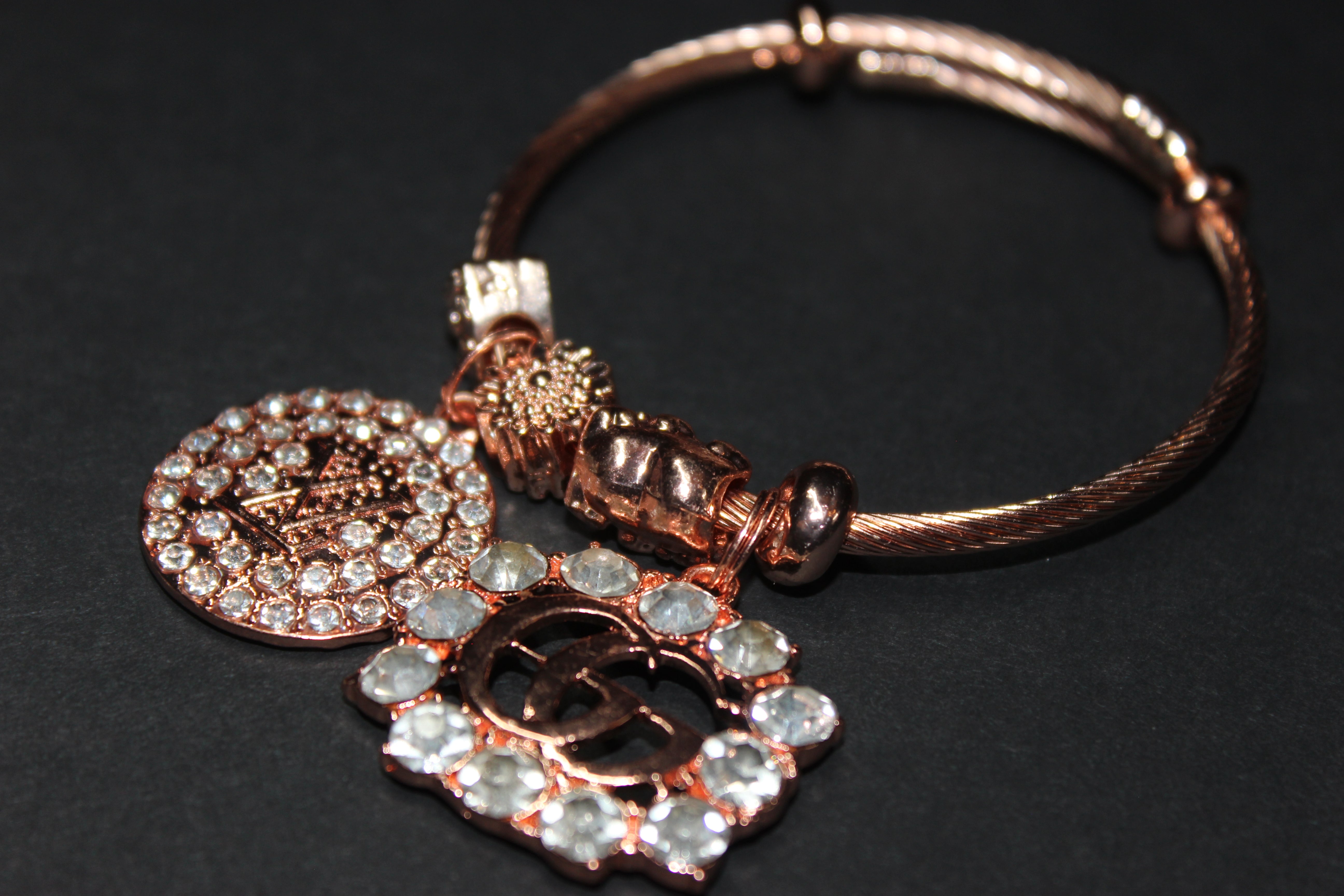 Rose Gold Charm Bangle
