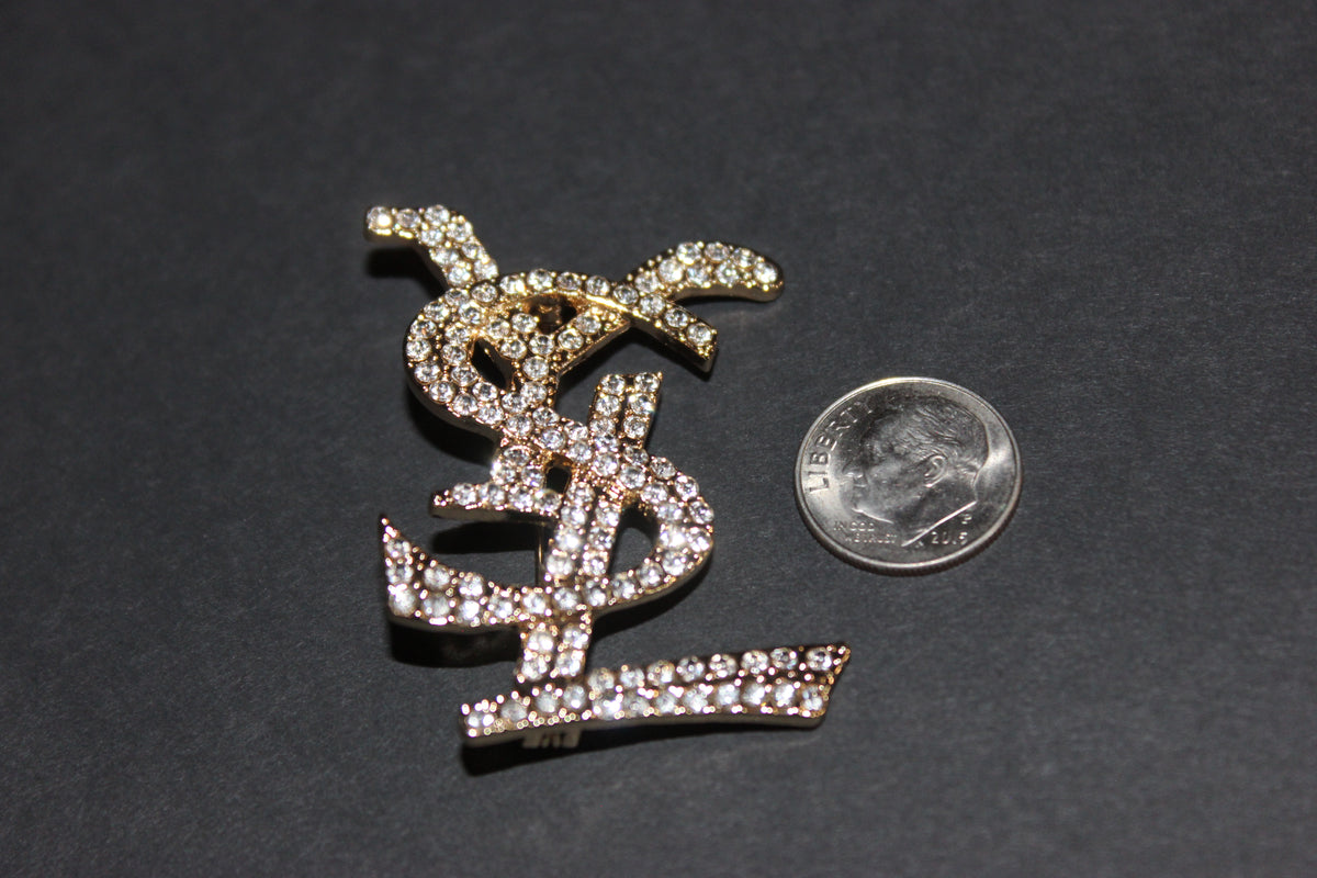 Gold & Rhinestone Brooch Pin