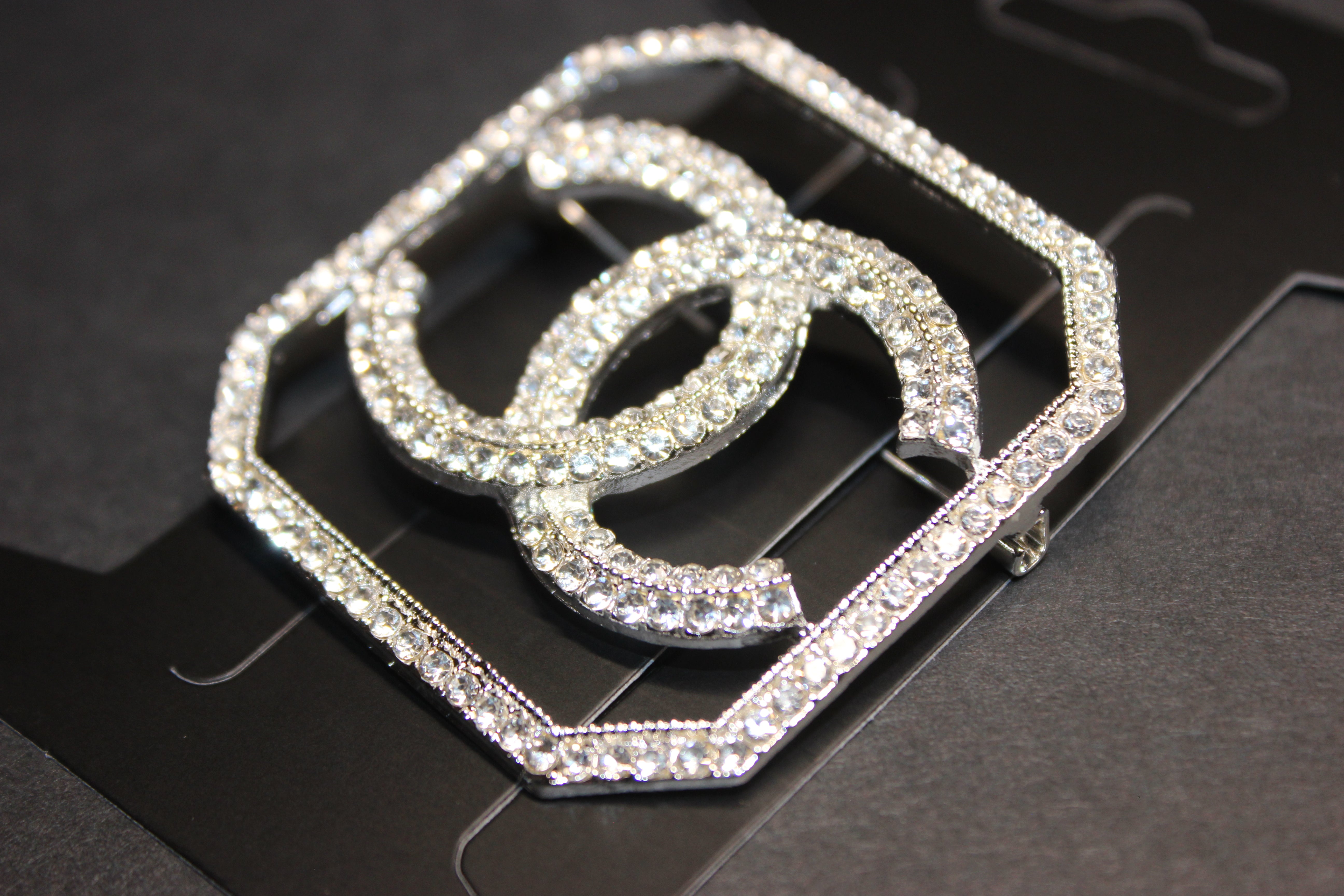 Rhinestone Silver Brooch Pin