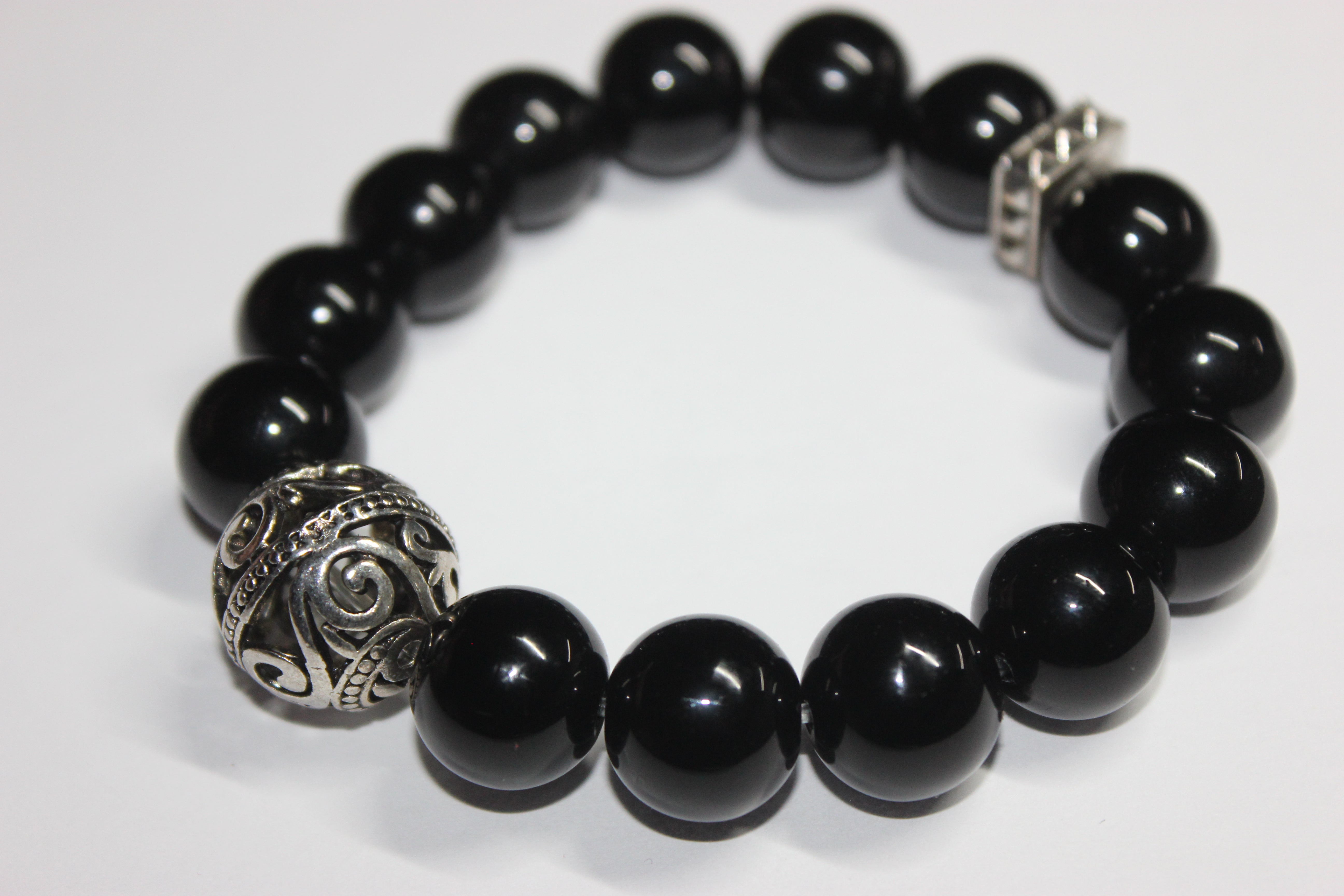 Black & Silver Beaded Bracelet